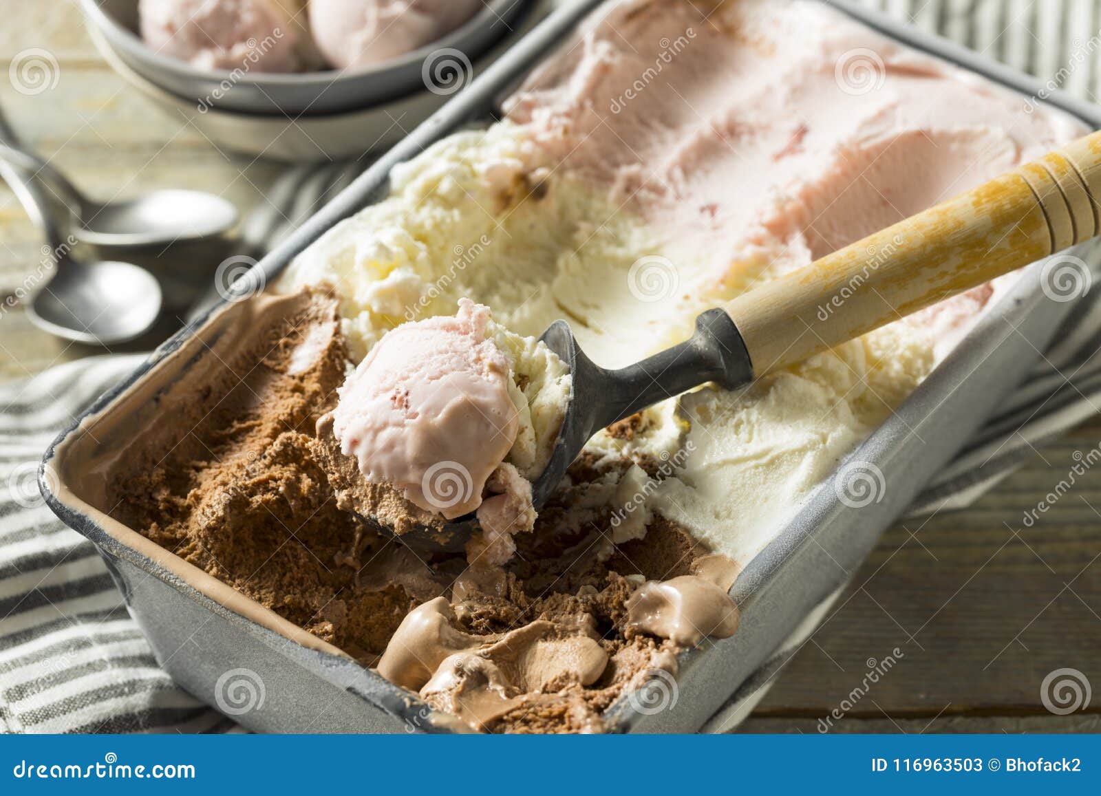 homemade neopolitan ice cream