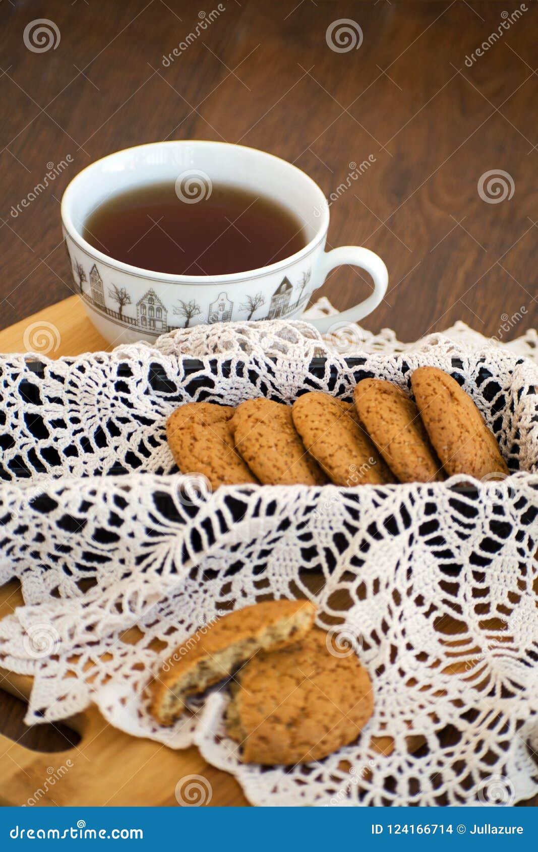 Homemade Oatmeal Cookies with Raisins. Healthy Biscuits. Morning Cup of ...