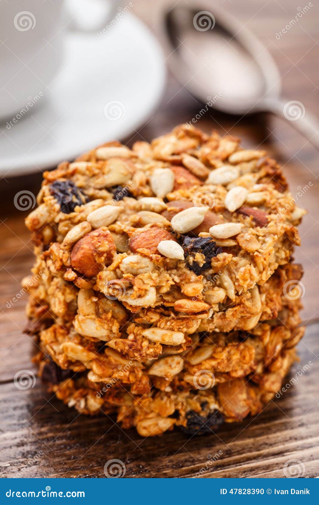 Homemade oatmeal cookies with seeds, nuts and raisin