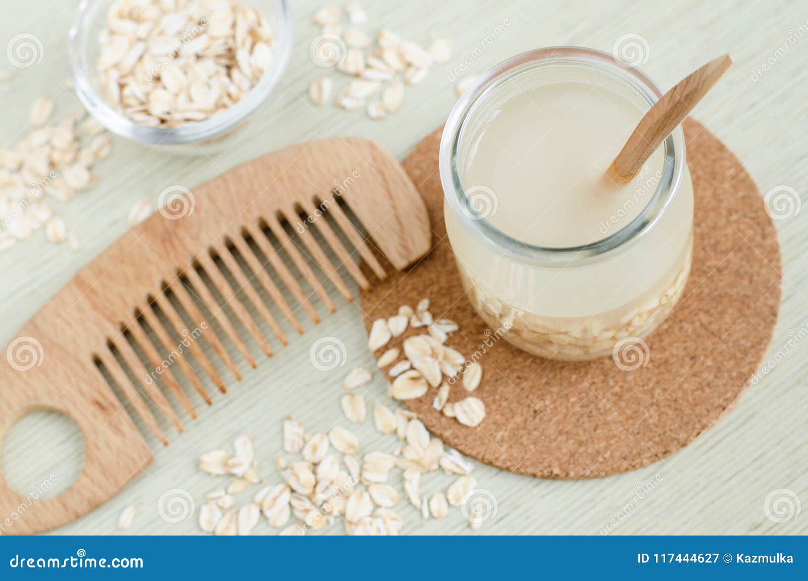 Homemade Oatmeal Hair Cleanser and Wooden Hair Comb. DIY Oatmeal Milk or  Toner for Natural Skin and Haircare. Stock Image - Image of alternative,  cosmetics: 117444627