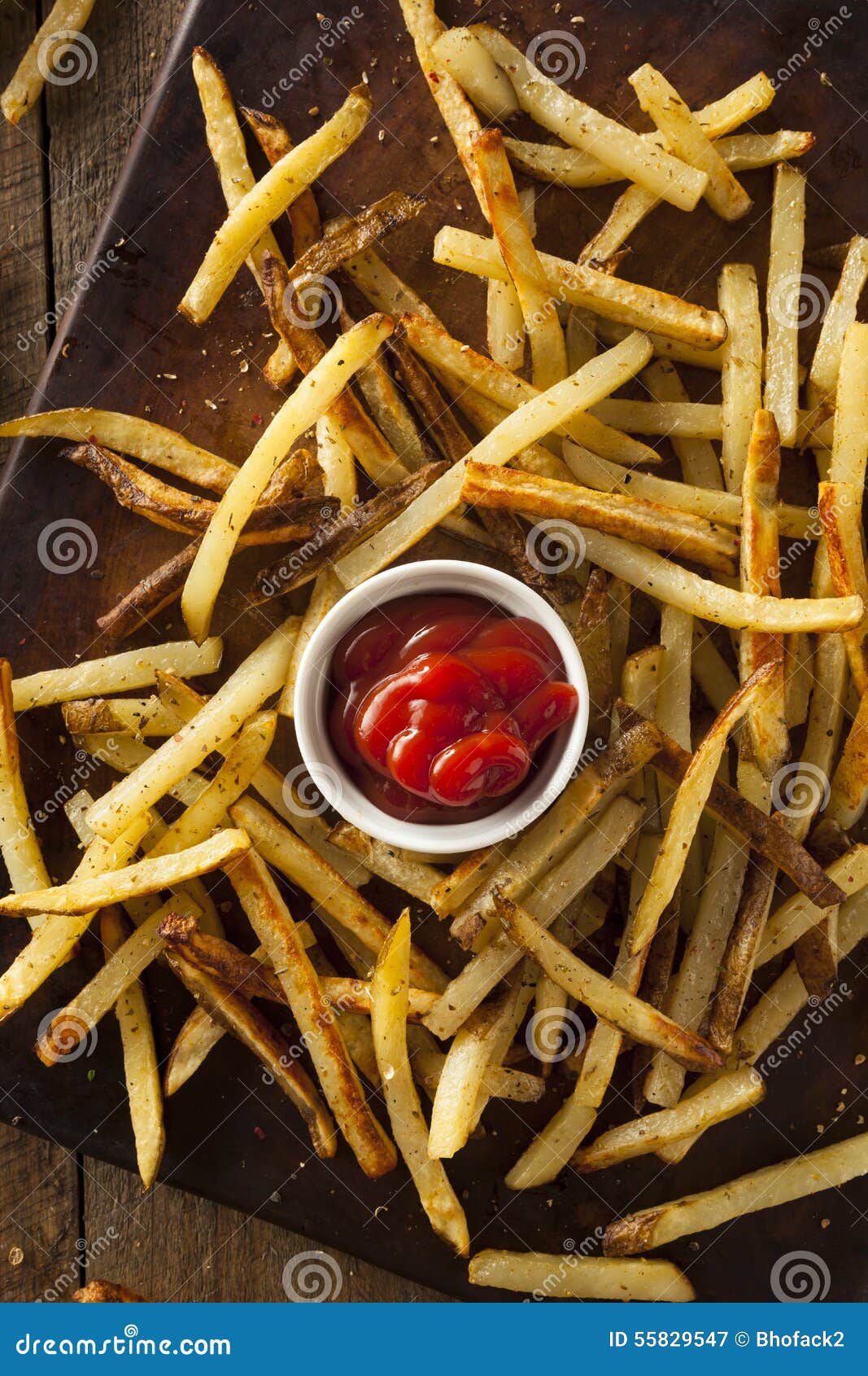 Homemade Oven Baked French Fries with Ketchup