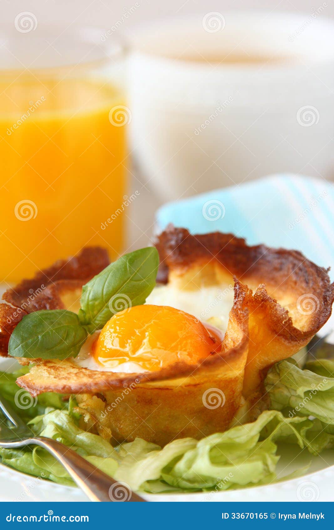 Homemade Pancake Baskets with Egg and Mushrooms Stock Image Image of