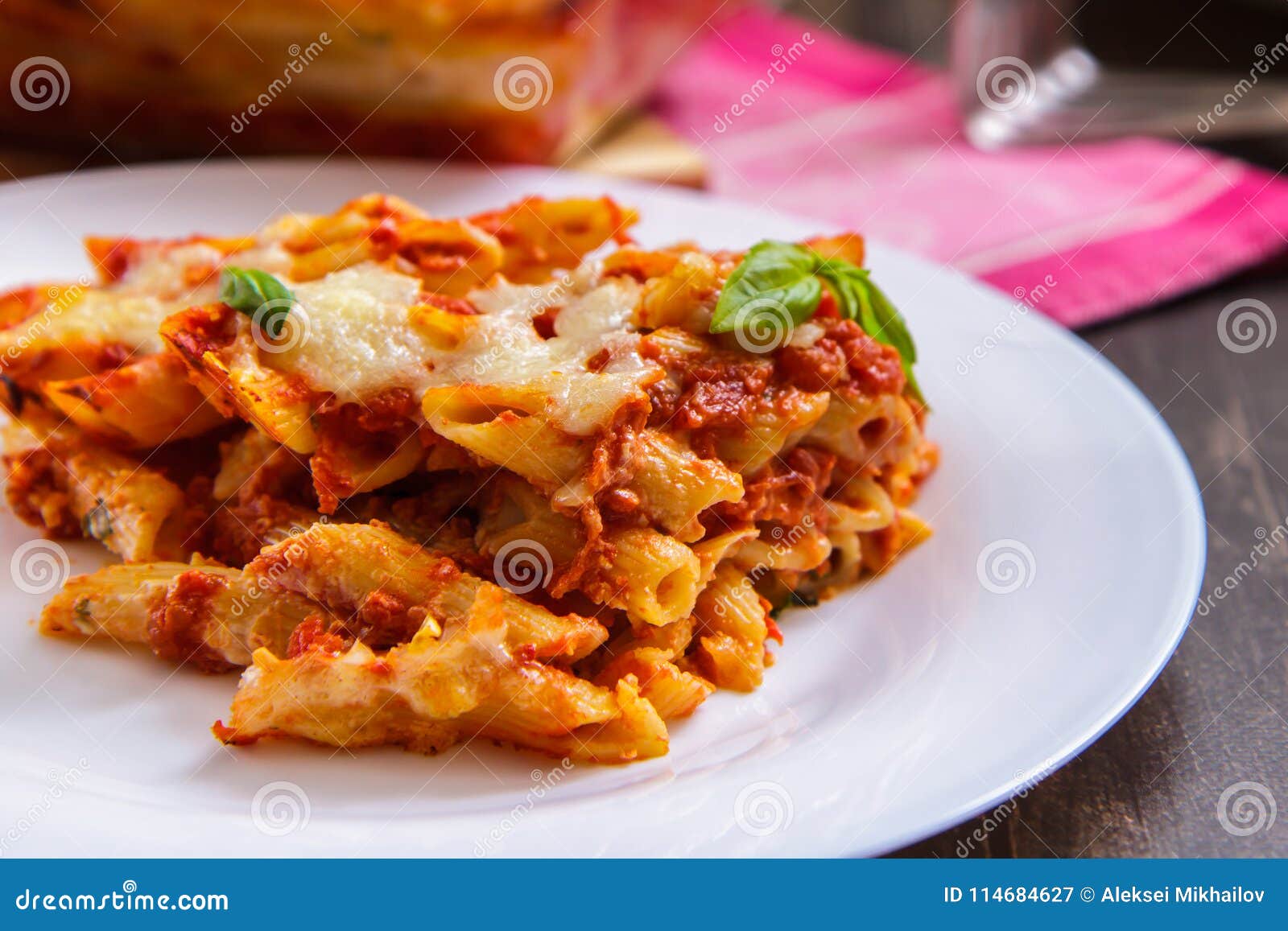 Homemade Pasta Bake with Ham and Cheese Stock Image Image of cheese