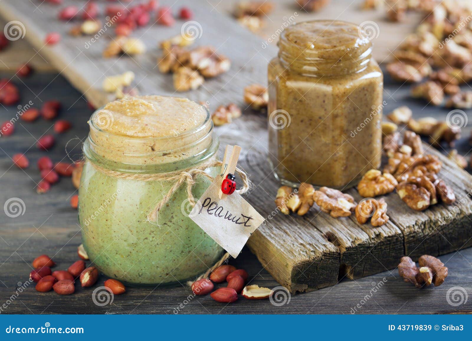 Homemade Peanut and Walnut Butter. Stock Image Image of creamy