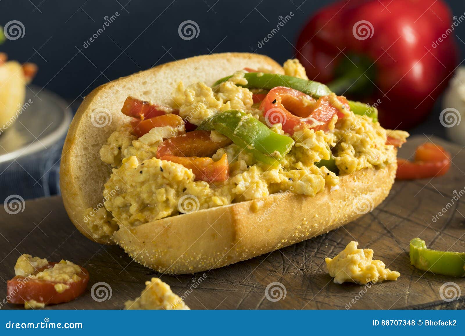 Homemade Pepper and Egg Sandwich Stock Photo Image of delicious, morning 88707348