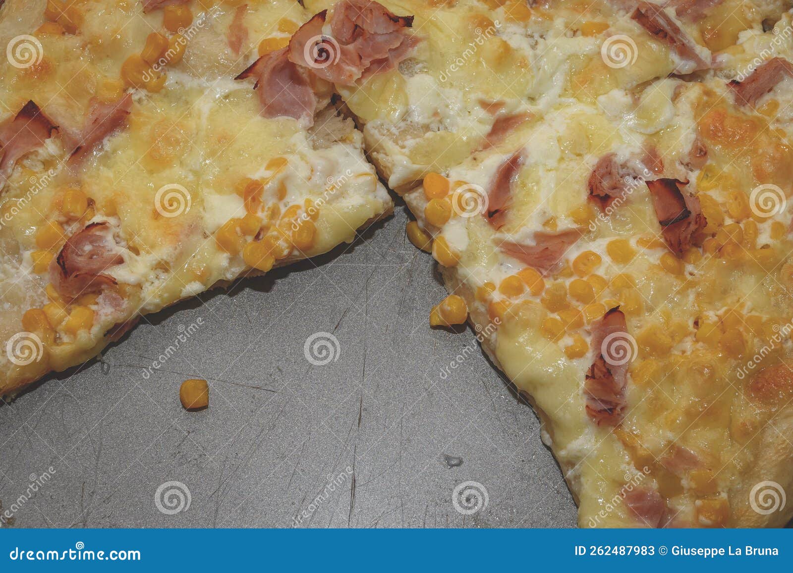Homemade Pizza with Cheese, Ham and Corn Stock Image Image of cheese