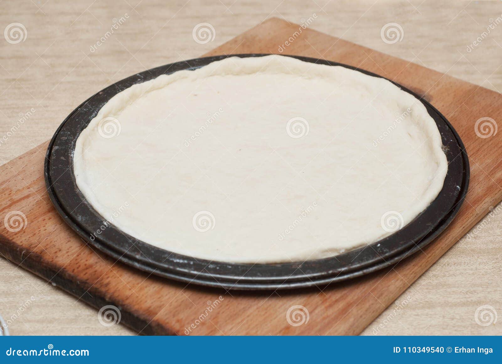 Homemade Pizza Cooking Process OnWooden Board Backstage Of Homemade Pizza Cooking Process OnWooden Board Backstage Of