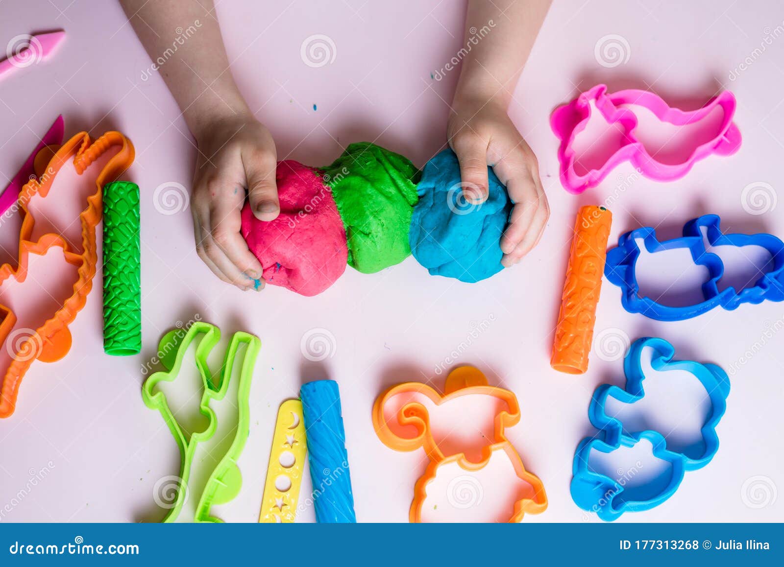 Homemade Plastiline. Plasticine. Play Dough Stock Photo - Image of