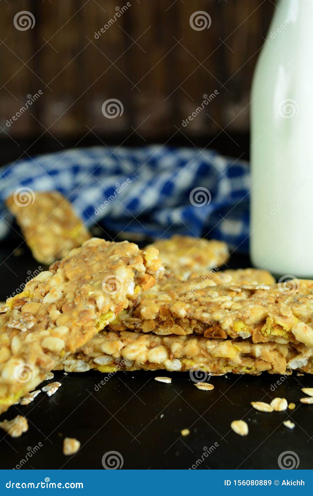 Homemade Protein Bars with Puffed Rice and Oats Stock Image Image of