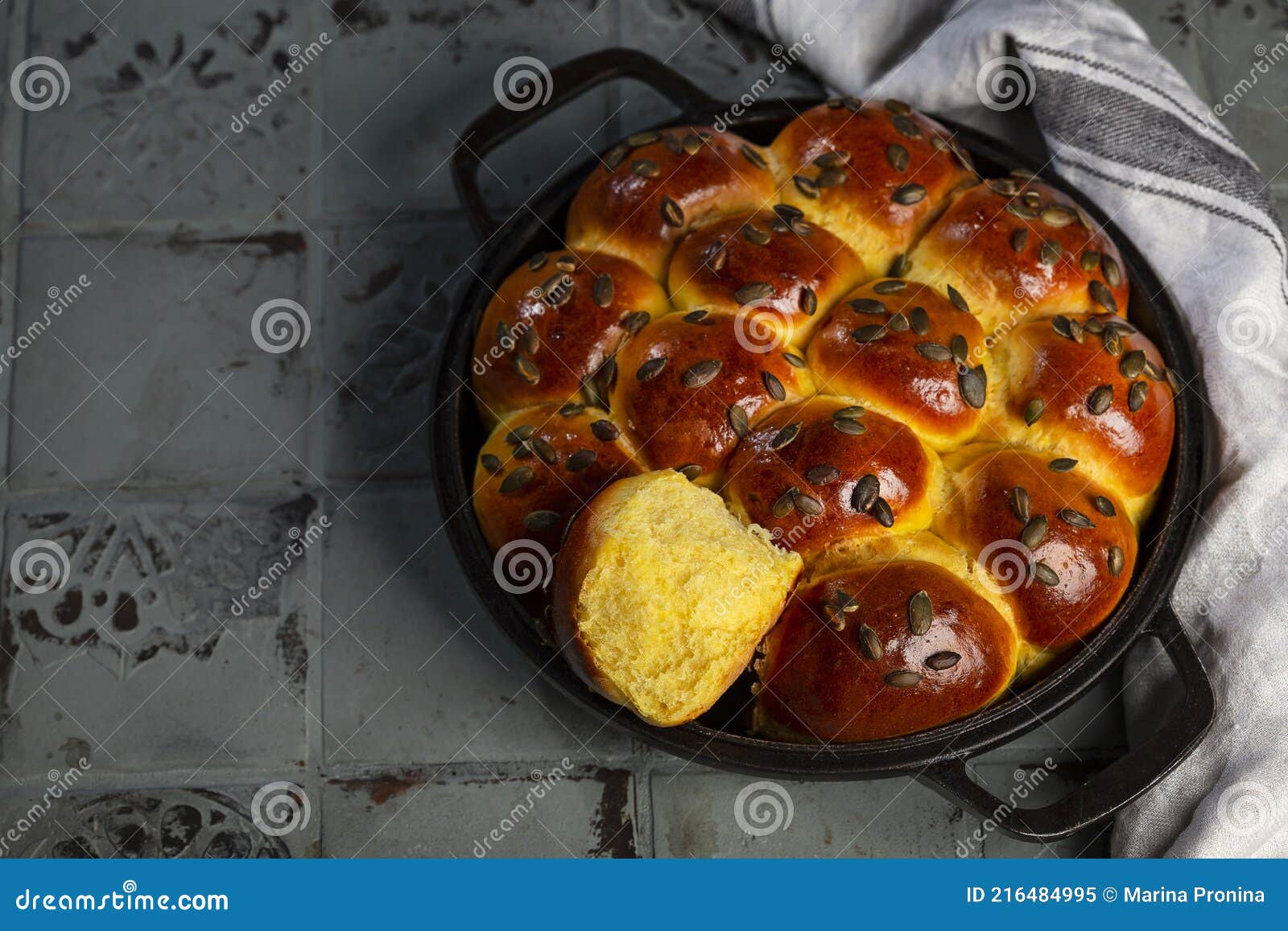 homemade pumpkin brioche french bread with seeds