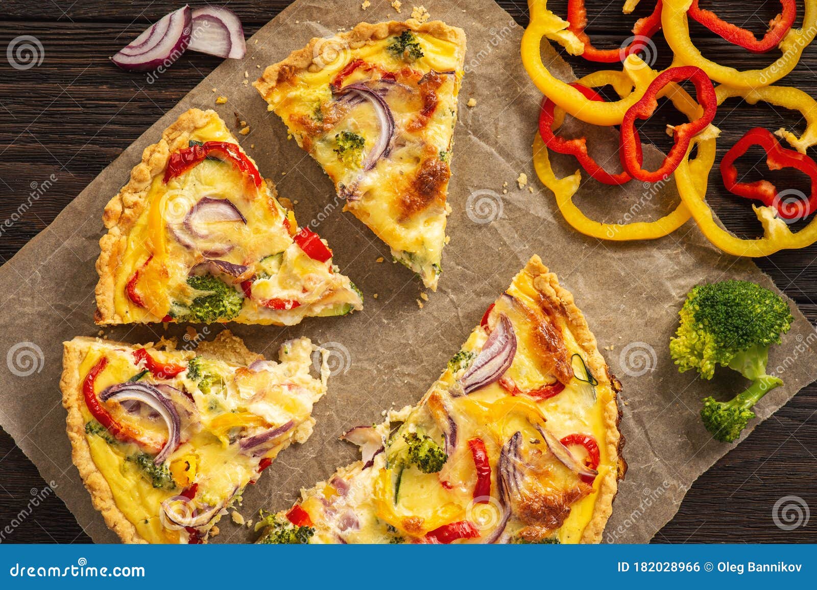 Homemade Quiche with Vegetables and Cheese, Vegetarian Food. Stock ...