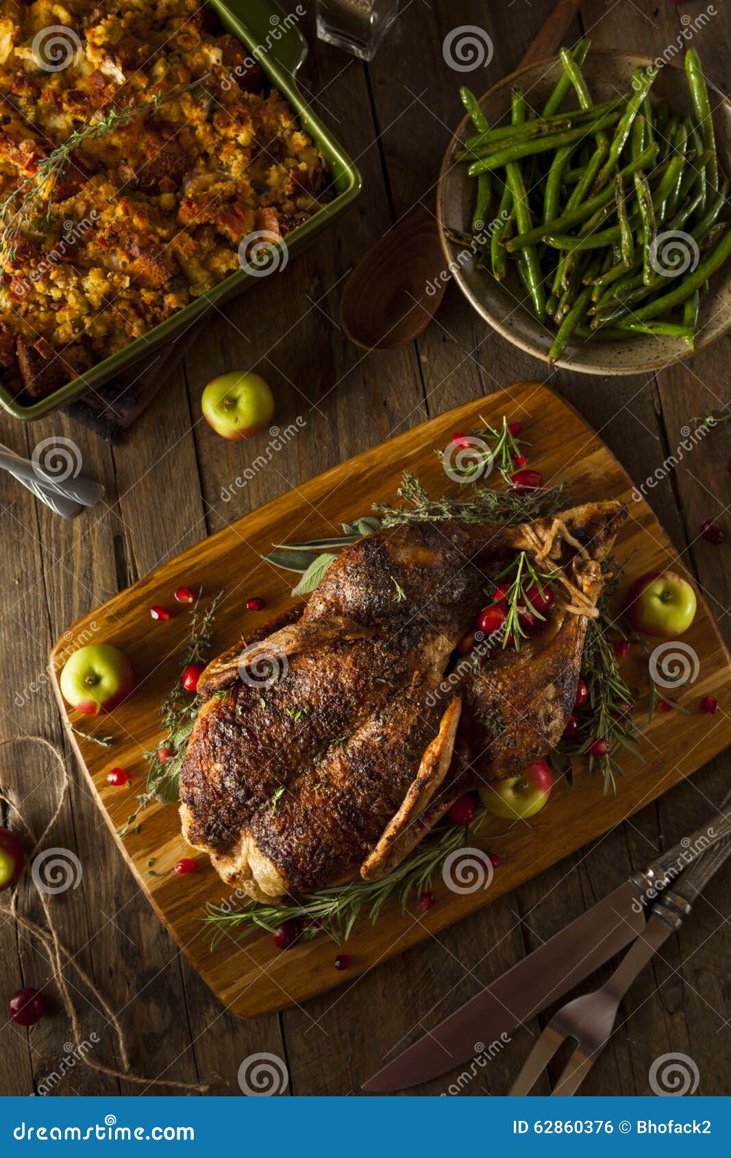 Homemade Roasted Duck with Herbs Stock Photo Image of organic