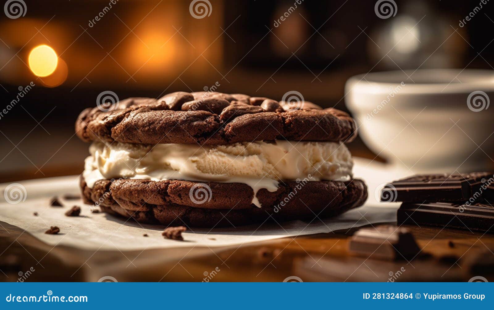 Homemade Rustic Chocolate Brownie Stack, a Tempting Indulgence on Table Generated by AI Stock