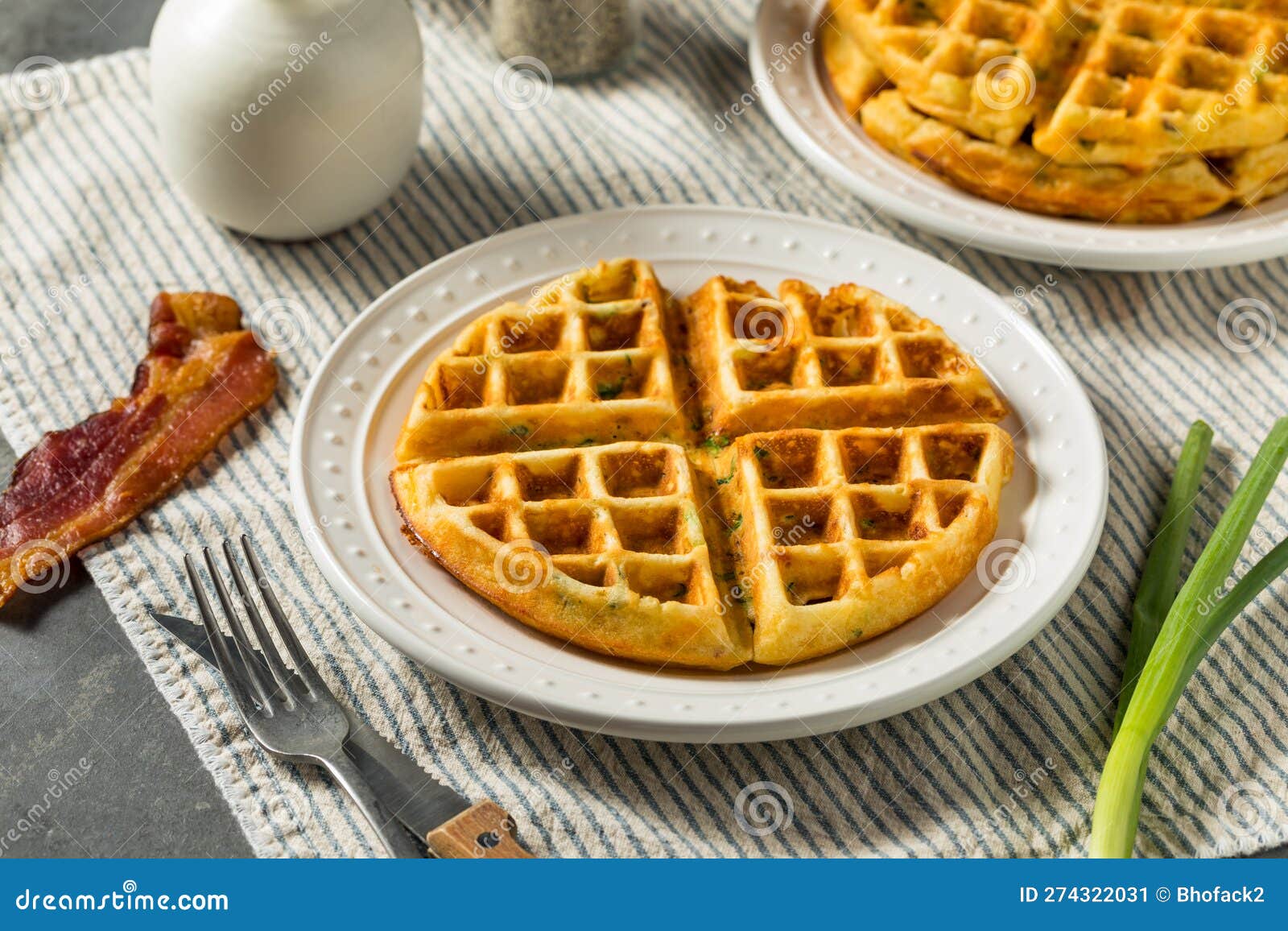 Homemade Savory Waffles for Breakfast Stock Image Image of spinach