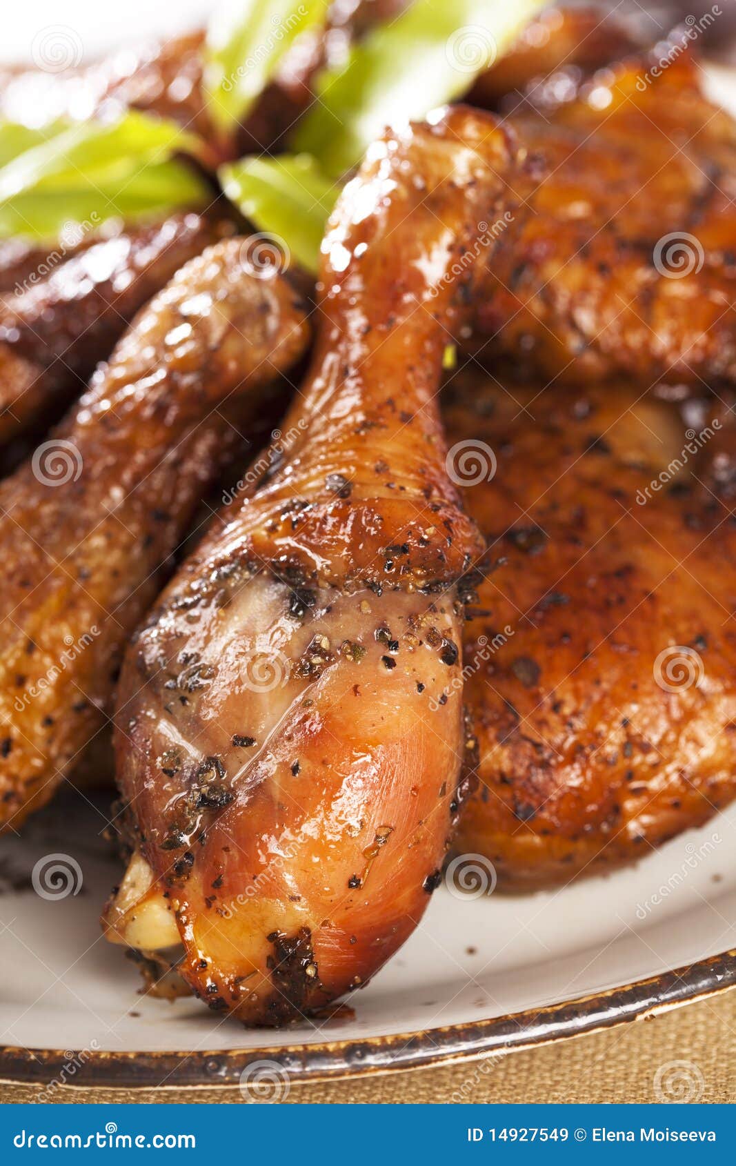 homemade smoked chicken drumstick on a plate