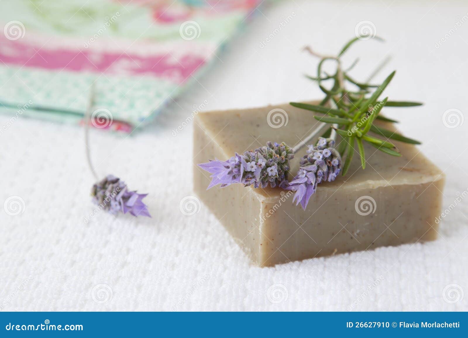 Homemade soap with lavender and rosemary