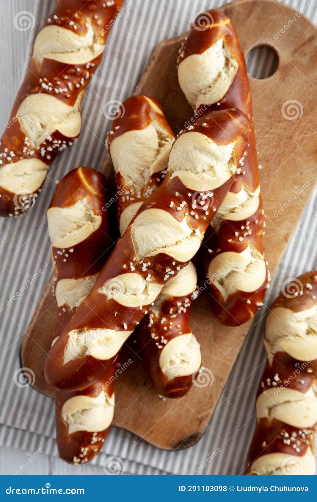 Homemade Soft Pretzel Sticks with Salt Ready To Eat Stock Photo Image