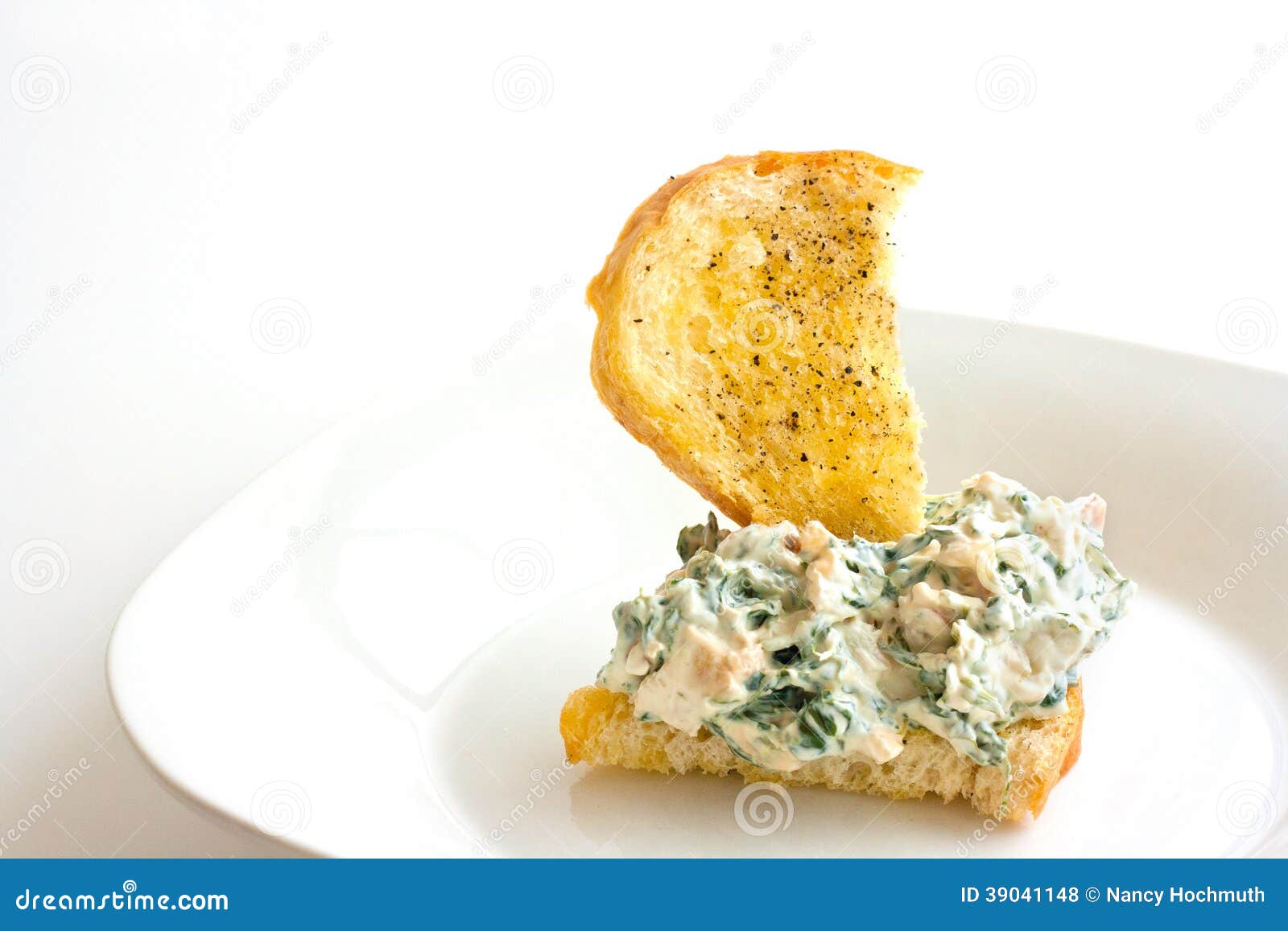 Homemade Spinach Dip on Crostini Stock Photo Image of appetizer
