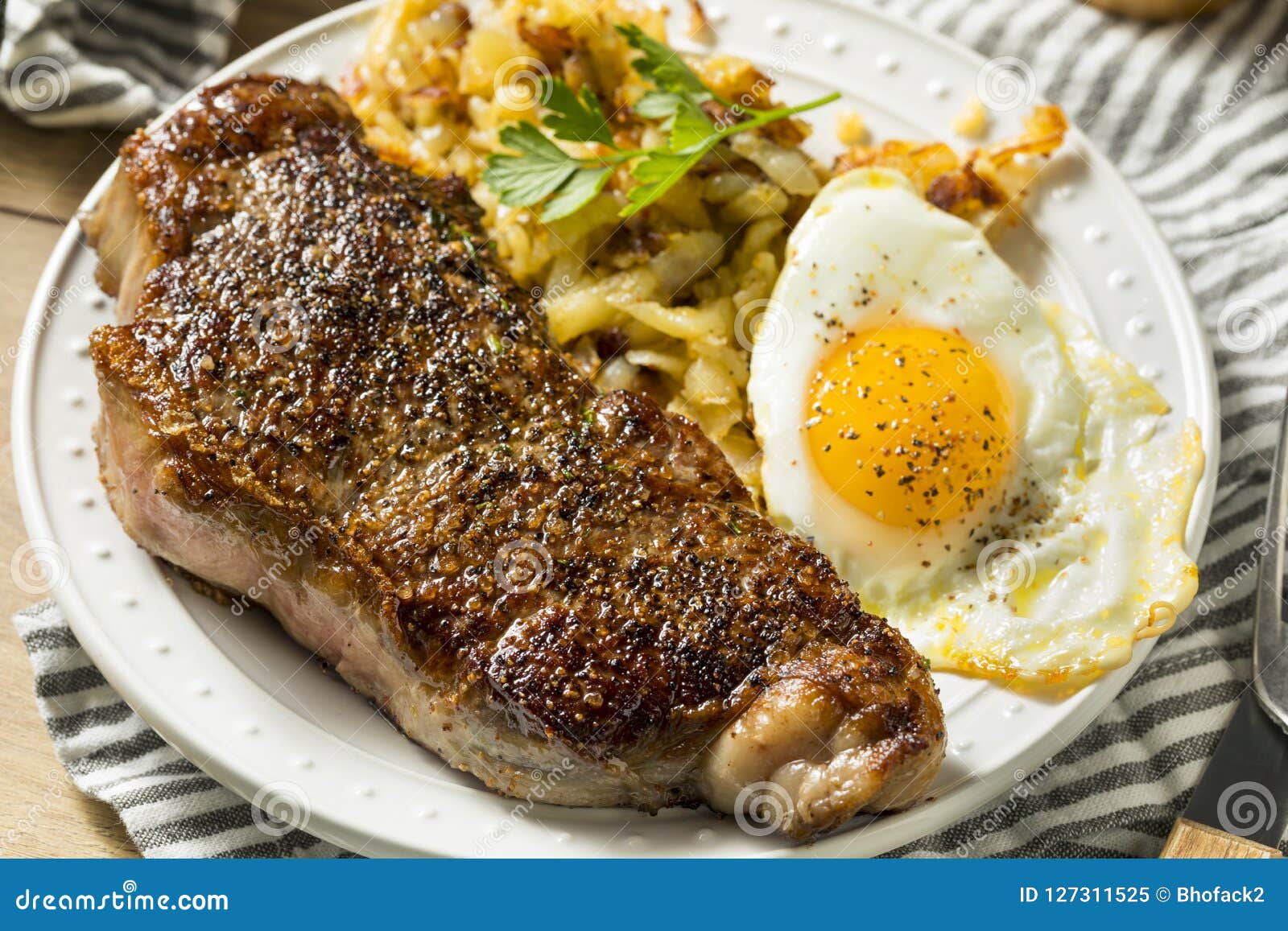 Homemade Steak and Eggs Breakfast Stock Image - Image of gourmet, meat