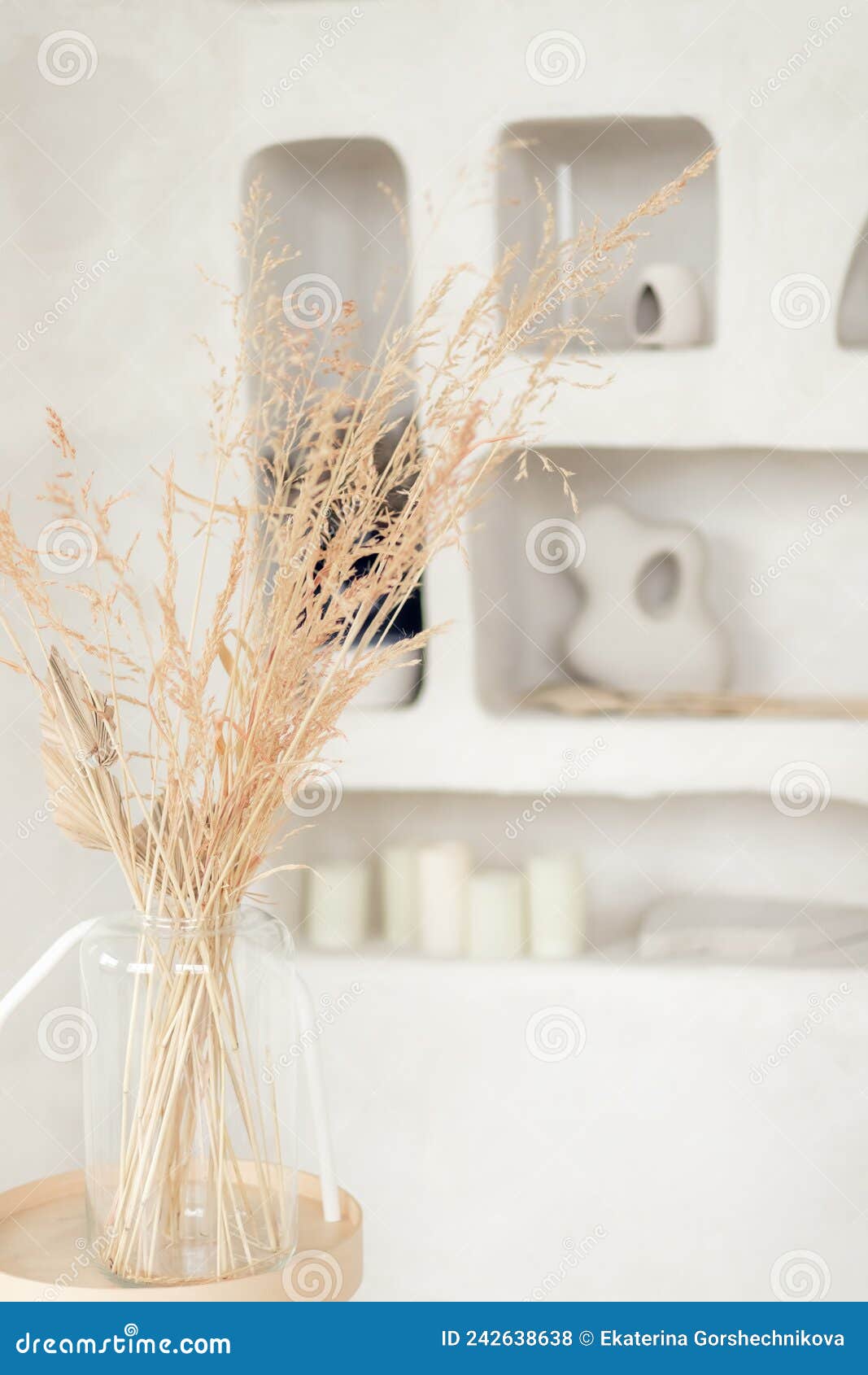 Homemade Still Life with Dry Flowers, Interior Design, Desktop Wallpapers.  Niche in the Wall Stock Photo - Image of indoors, house: 242638638
