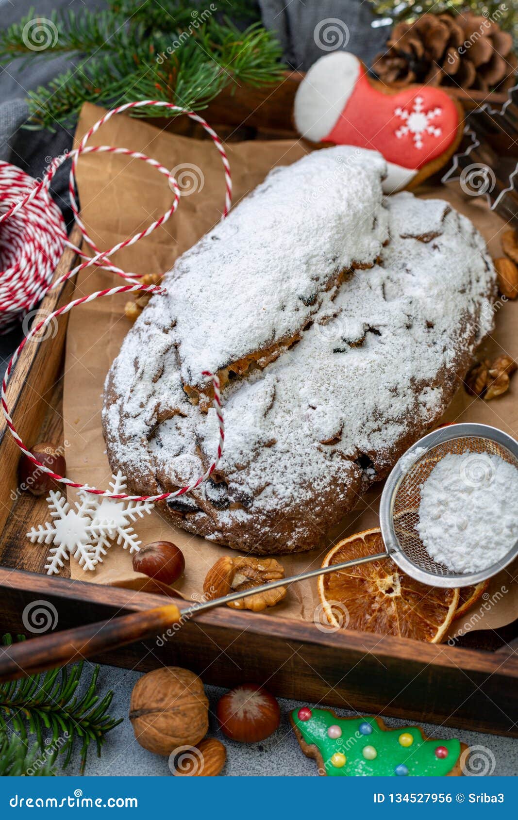 Stollen Traditional Christmas Pastries Stock Photo - Image of paper ...