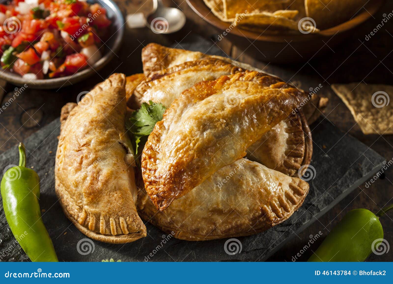 Chicken Empanadas La Abuela Style Pastry Puffs, Spinach, Green