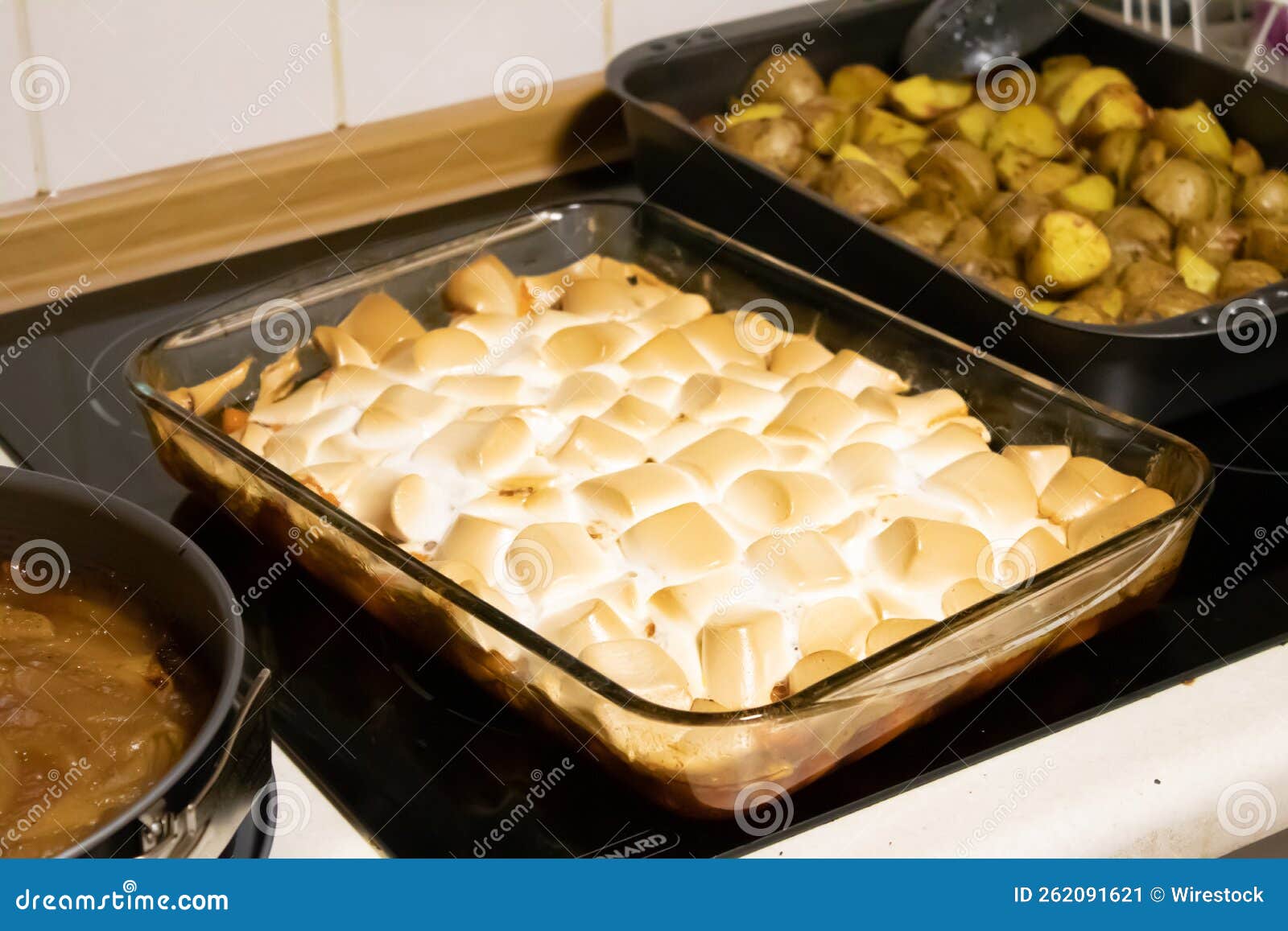 Homemade Sweet Potato Casserole with Marshmallows for Thanksgiving ...