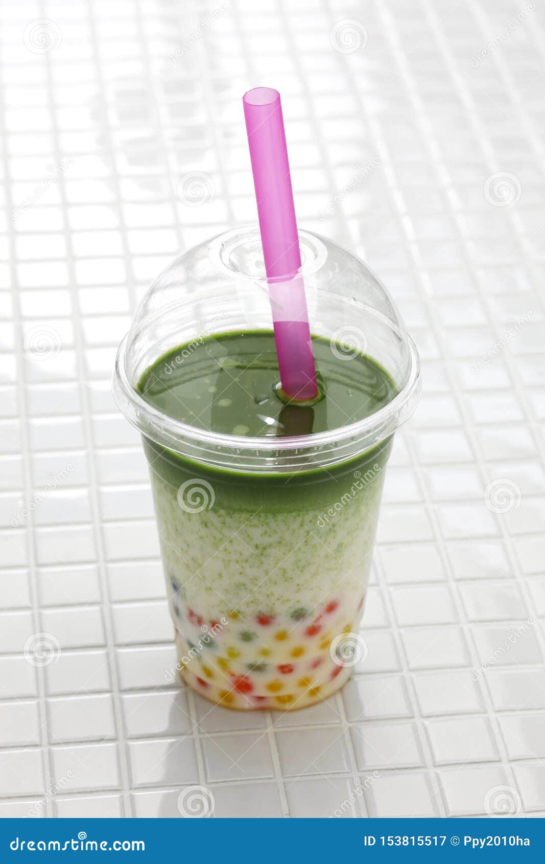 Homemade Tapioca Matcha Milk Tea Stock Image Image of close, green