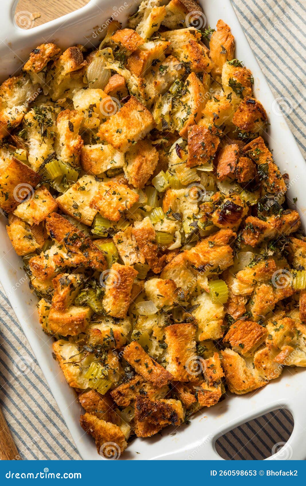 Homemade Thanksgiving Stuffing Dressing Casserole Stock Image Image