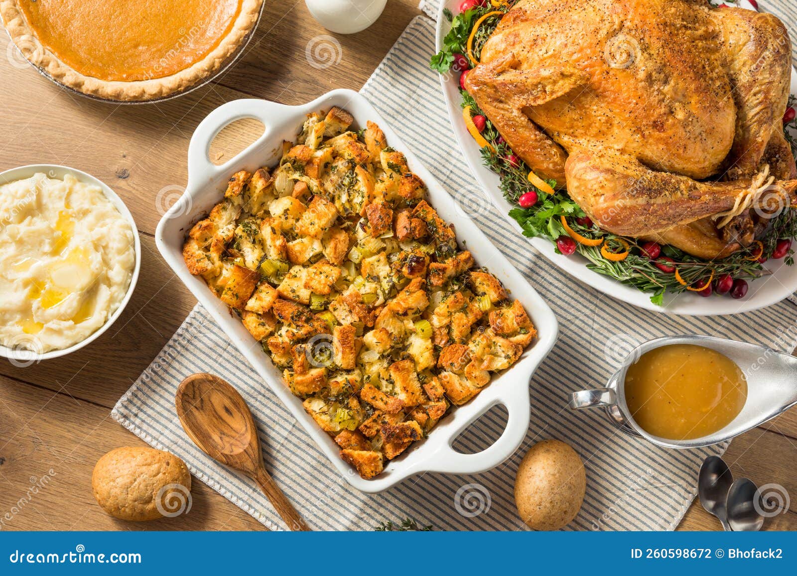 Homemade Thanksgiving Stuffing Dressing Casserole Stock Photo Image