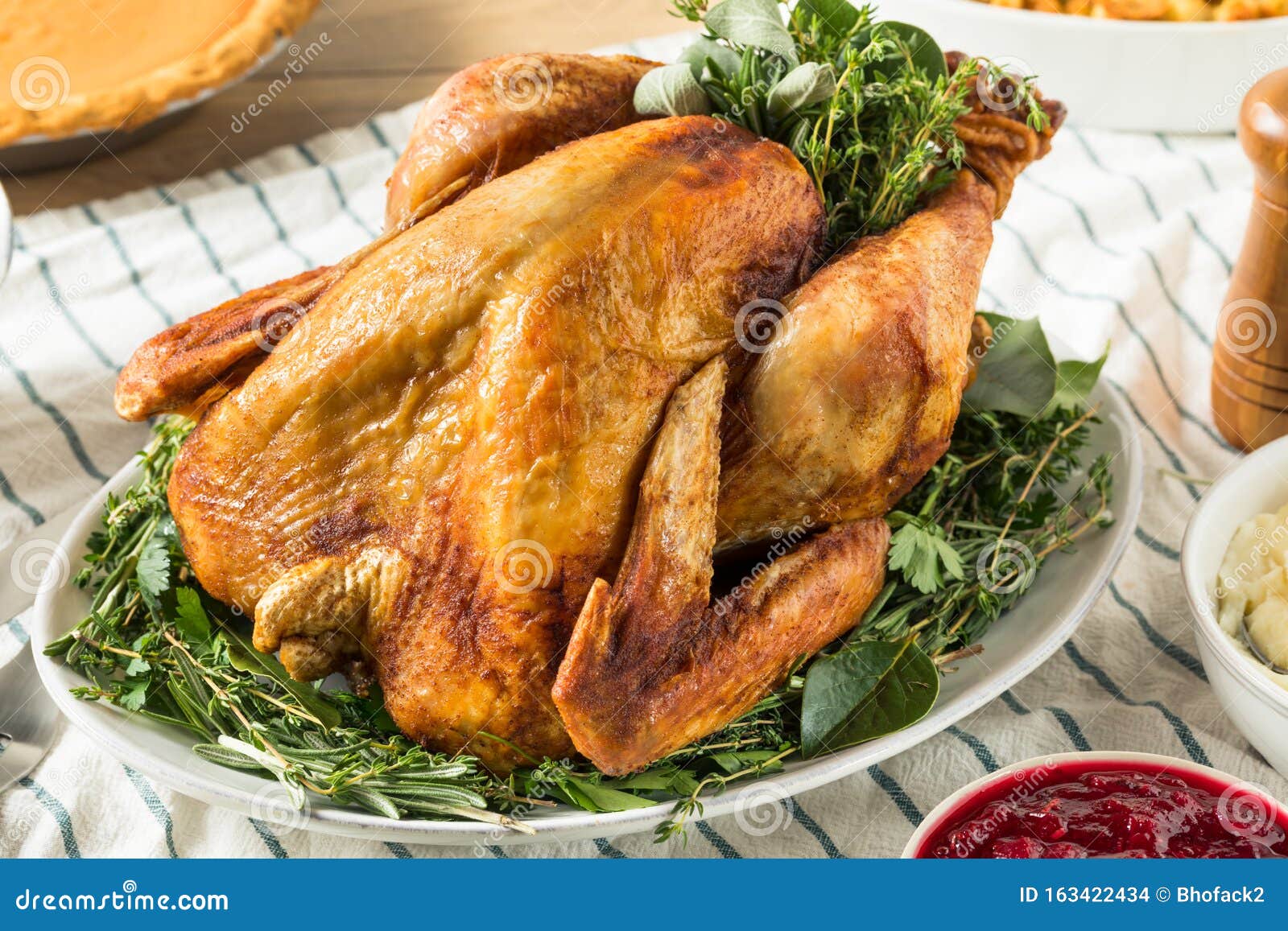 Homemade Thanksgiving Turkey Dinner with Potatoes Stock Photo - Image