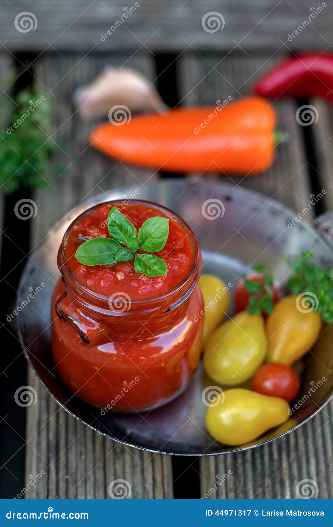 Homemade Tomato Sauce with Vegetables Stock Image Image of wooden