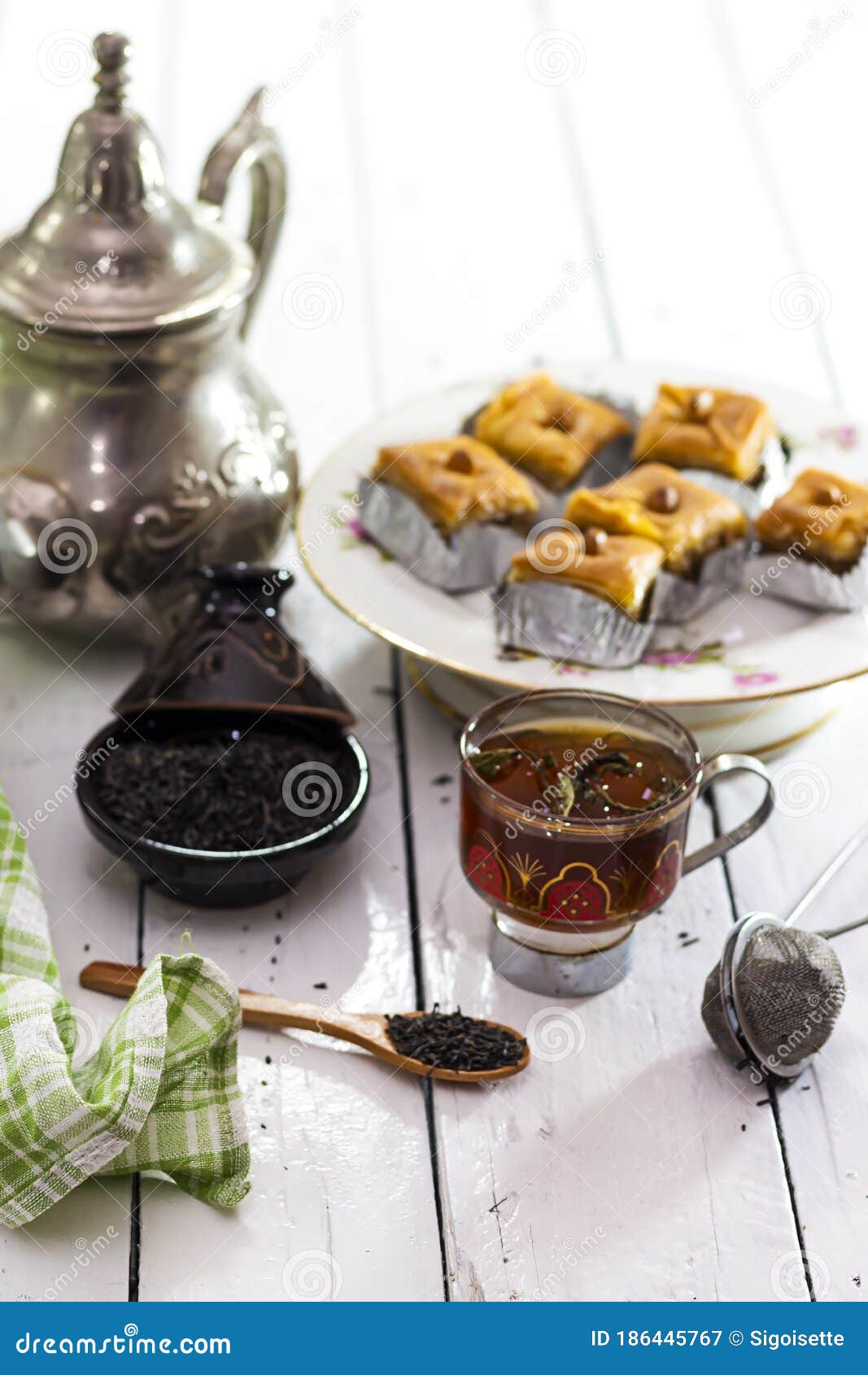 Homemade Traditional Algeria Baklava with Almond on Stand Cake for ...