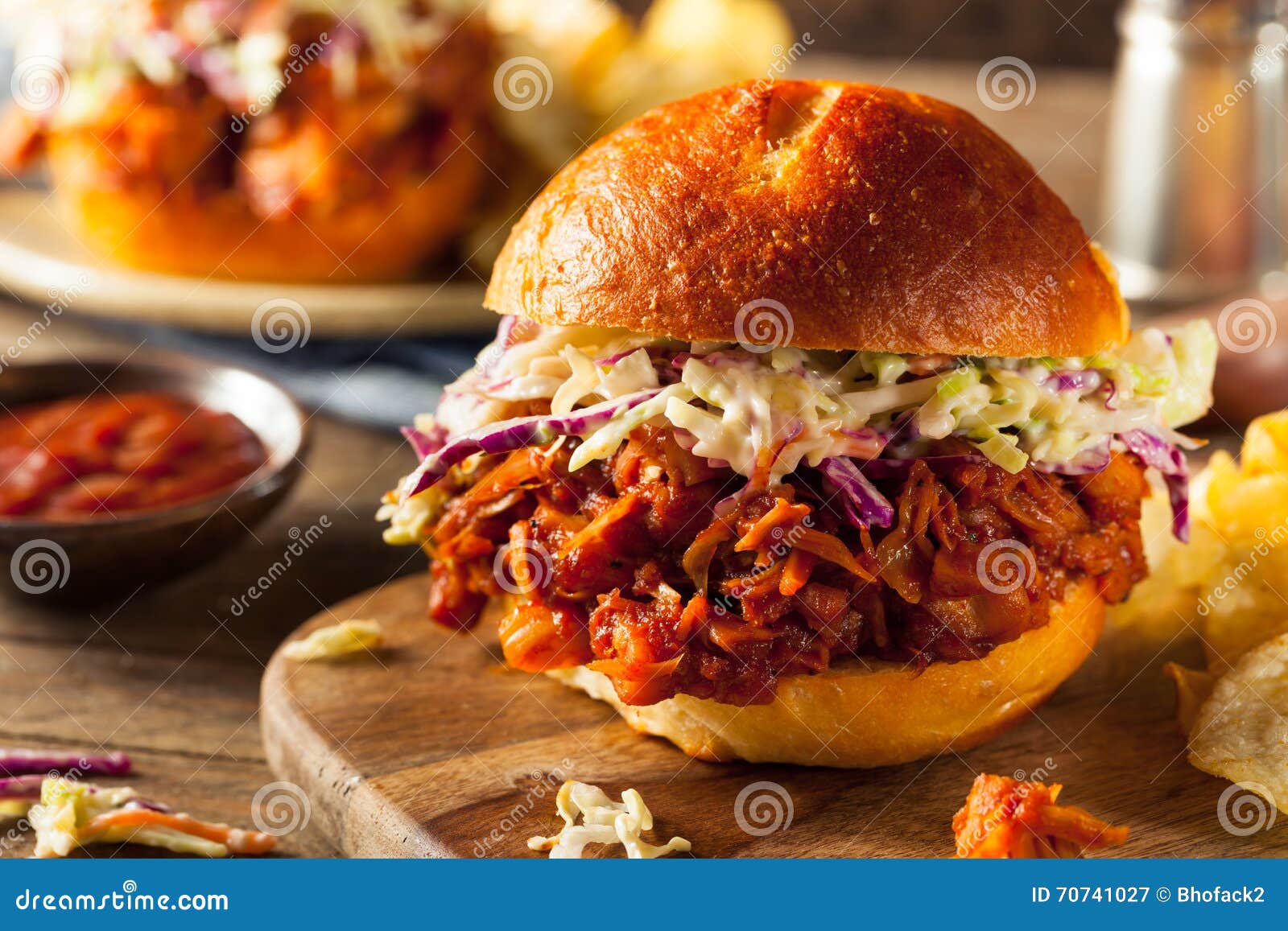 Homemade Vegan Pulled Jackfruit BBQ Sandwich Stock Image Image of fruit, sauce 70741027
