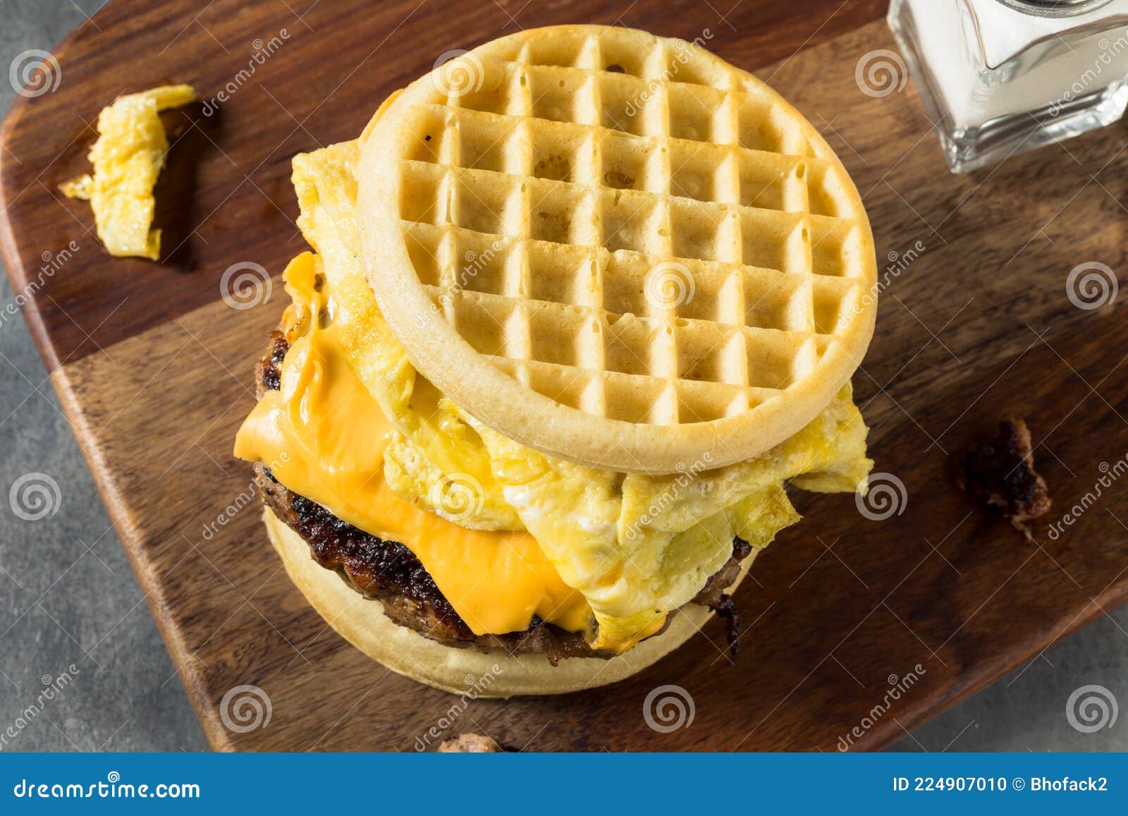 Homemade Waffle Breakfast Egg Sandwich Stock Photo Image of tasty