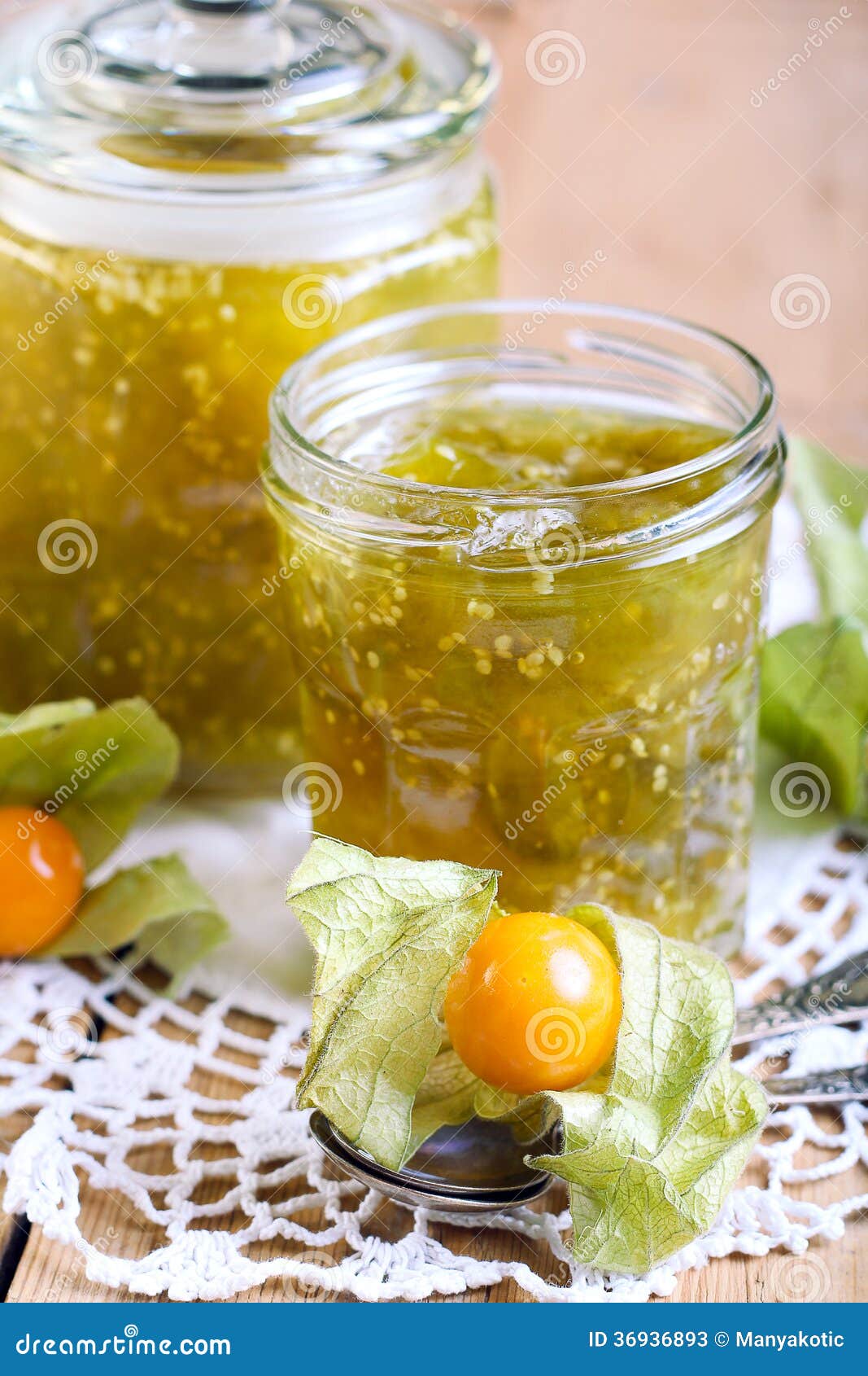 Homemade winter cherry jam stock image. Image of physalis 36936893