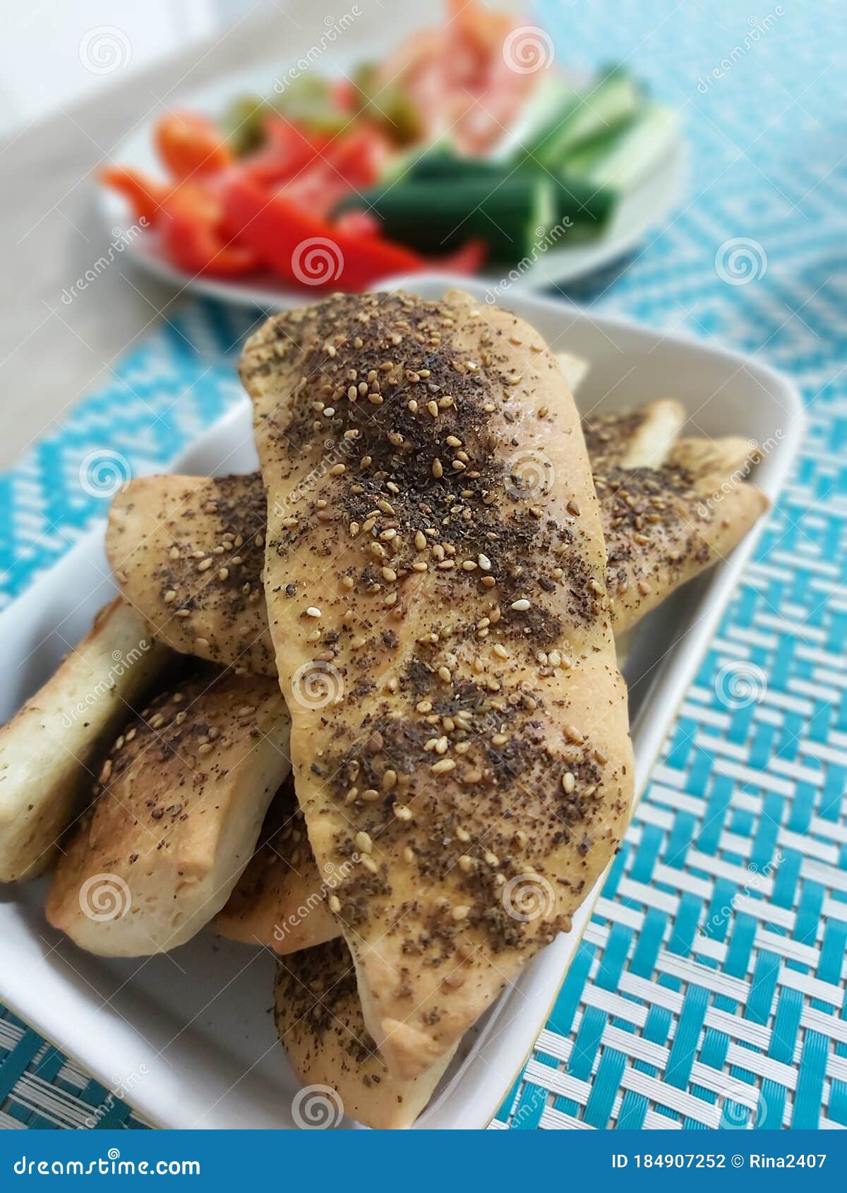 Homemade Zaatar pasty stock photo. Image of israel, bread - 184907252