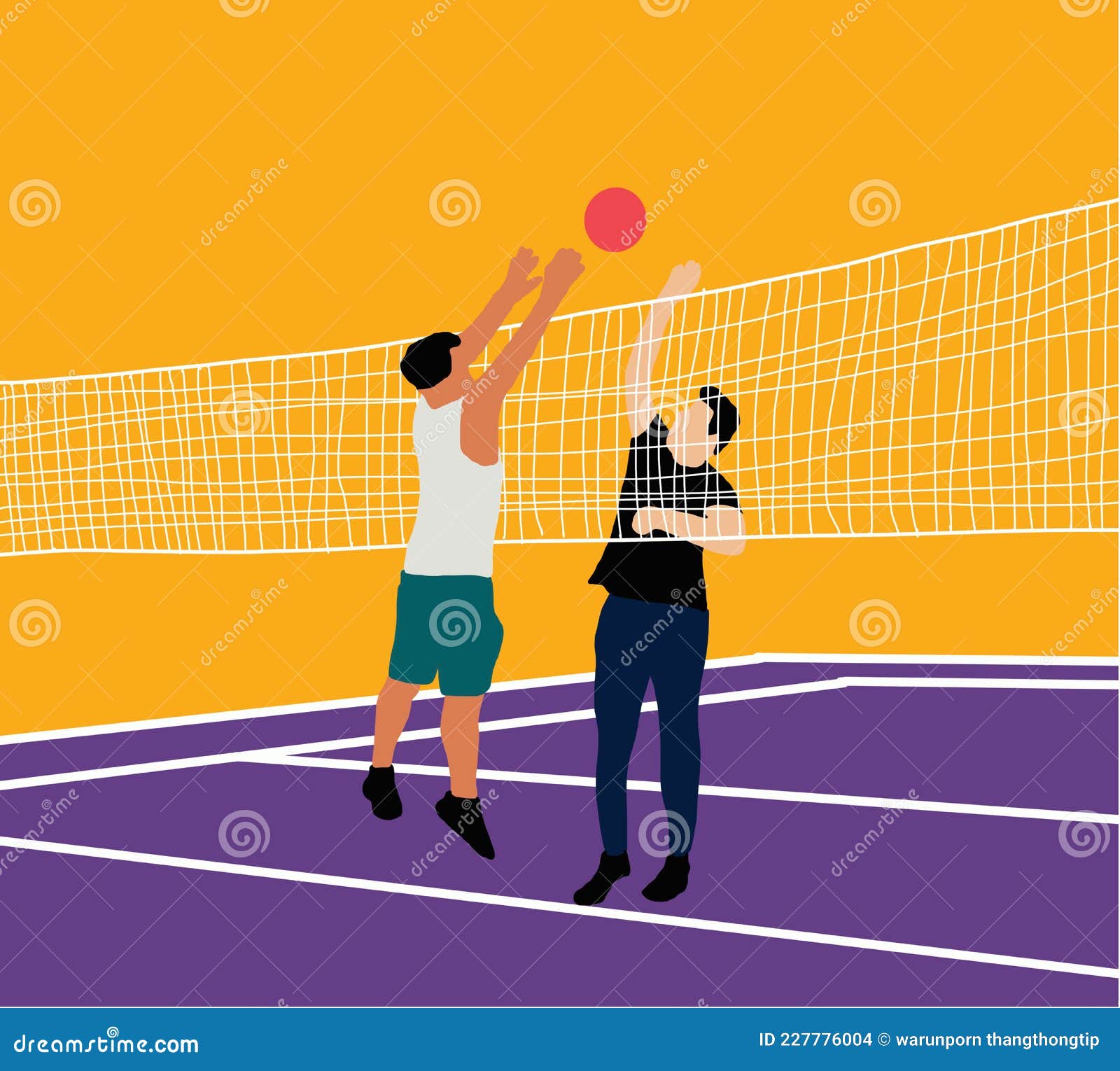 Homens Jogando Vôlei No Tribunal. Pessoas Jogando Voleibol Jogando Esporte  Estilo De Vida Saudável. Ilustração do Vetor - Ilustração de foco,  equipamento: 227776004