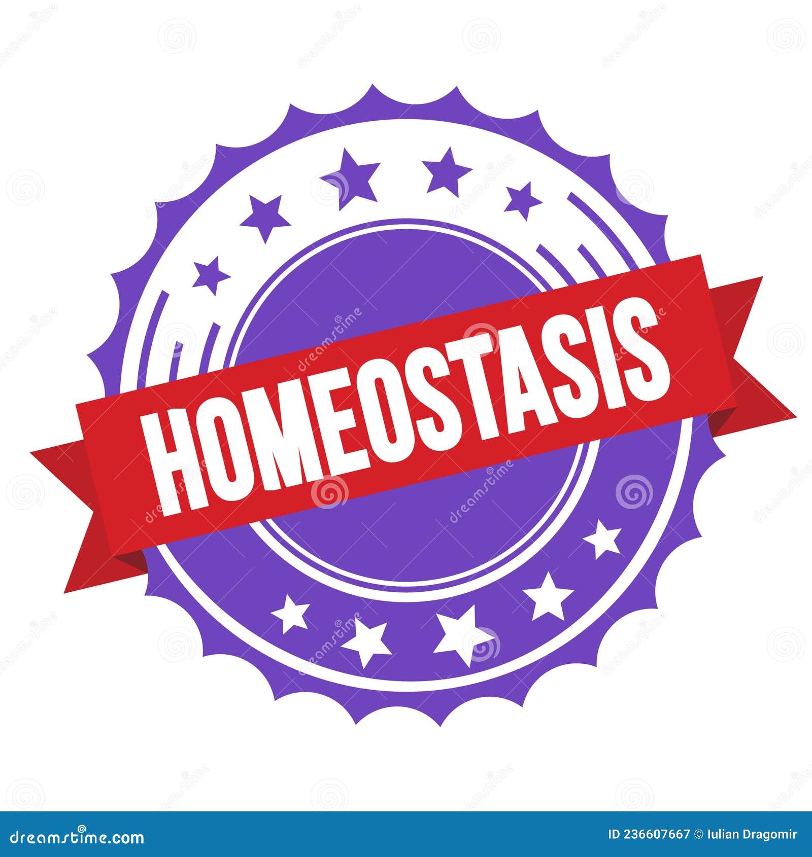 homeostasis text on red violet ribbon stamp