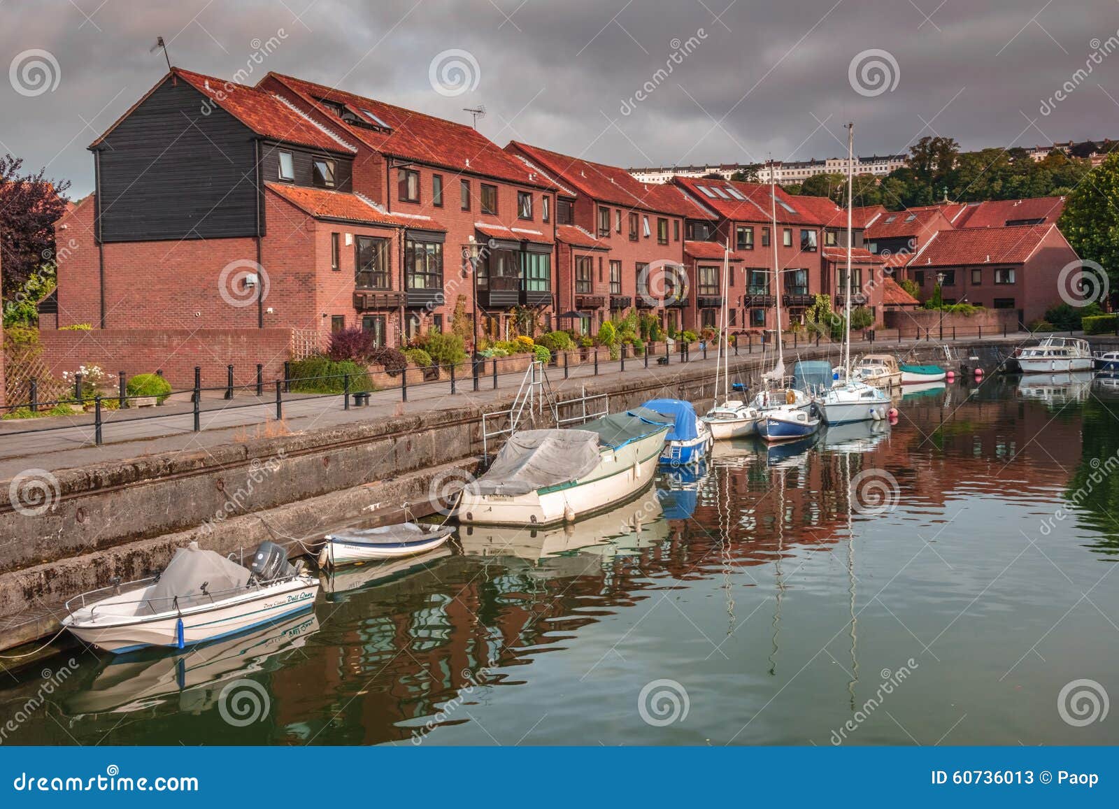 Homes in Bristol harbor editorial stock photo. Image of boats 60736013
