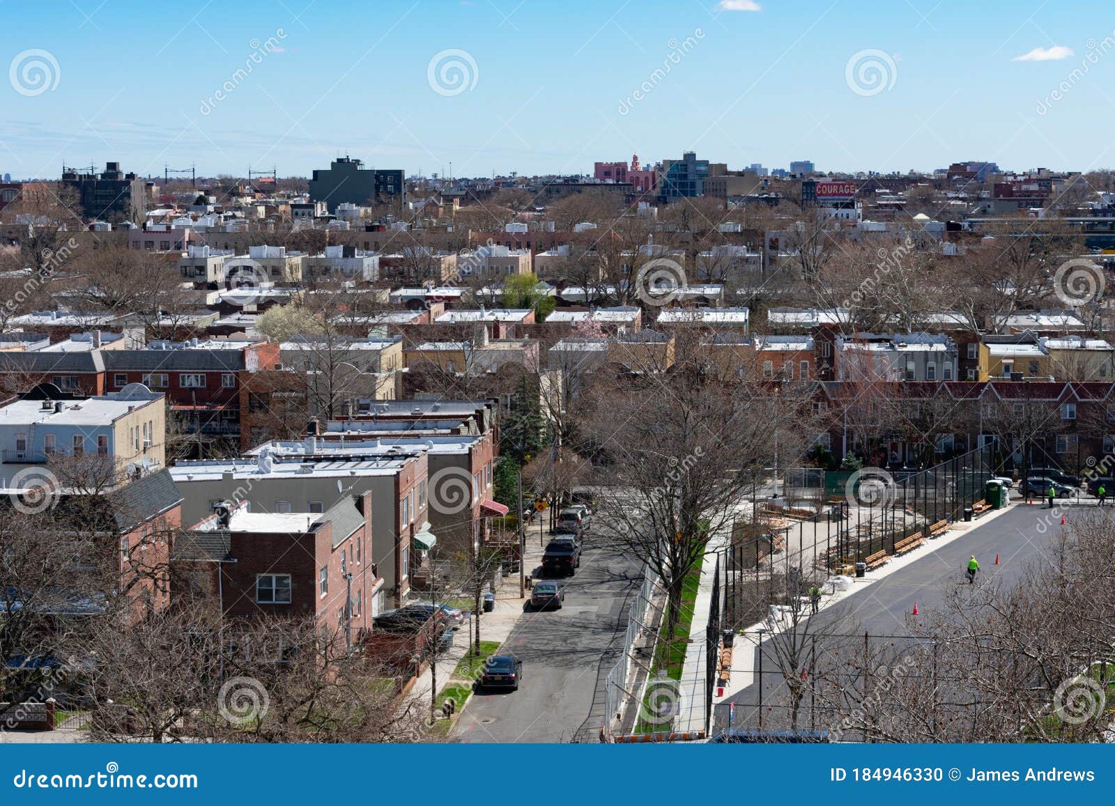 Neighborhood Skyline Of Astoria Queens New York With Homes Editorial