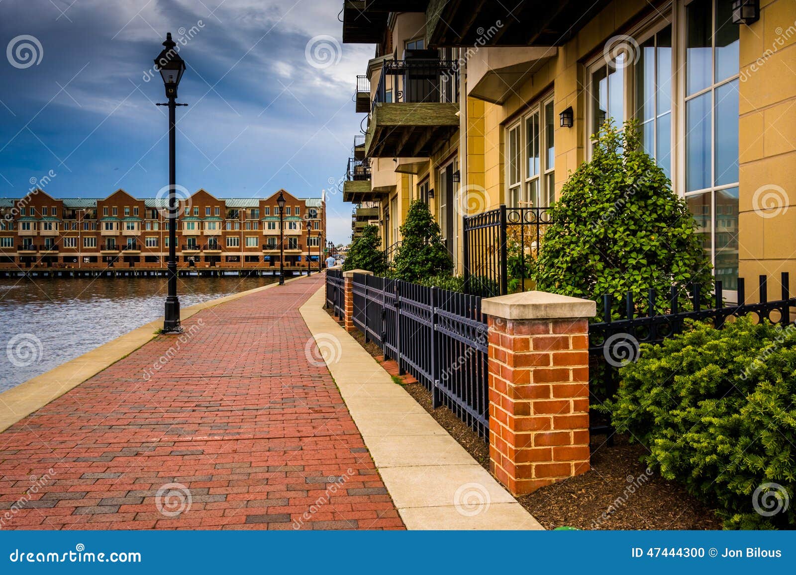 Homes on the Waterfront in Fells Point, Baltimore, Maryland. Stock Photo Image of building
