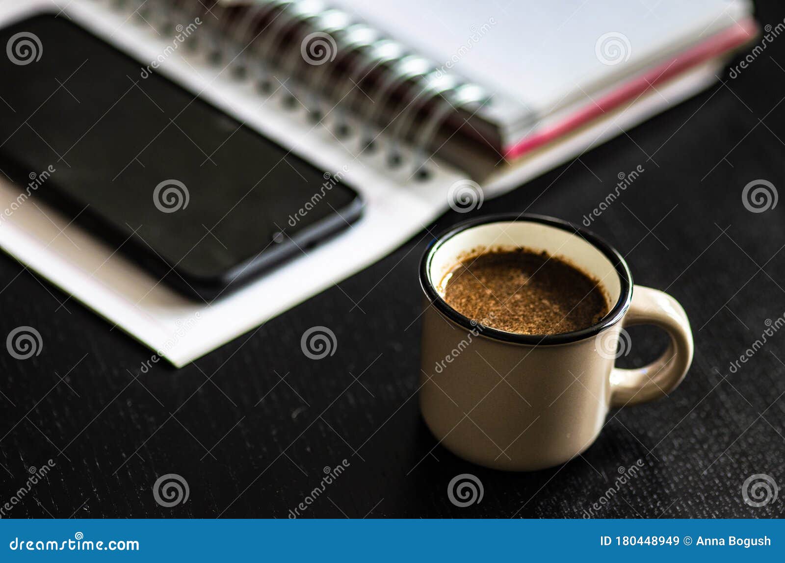 homeworking concept with cup of coffee