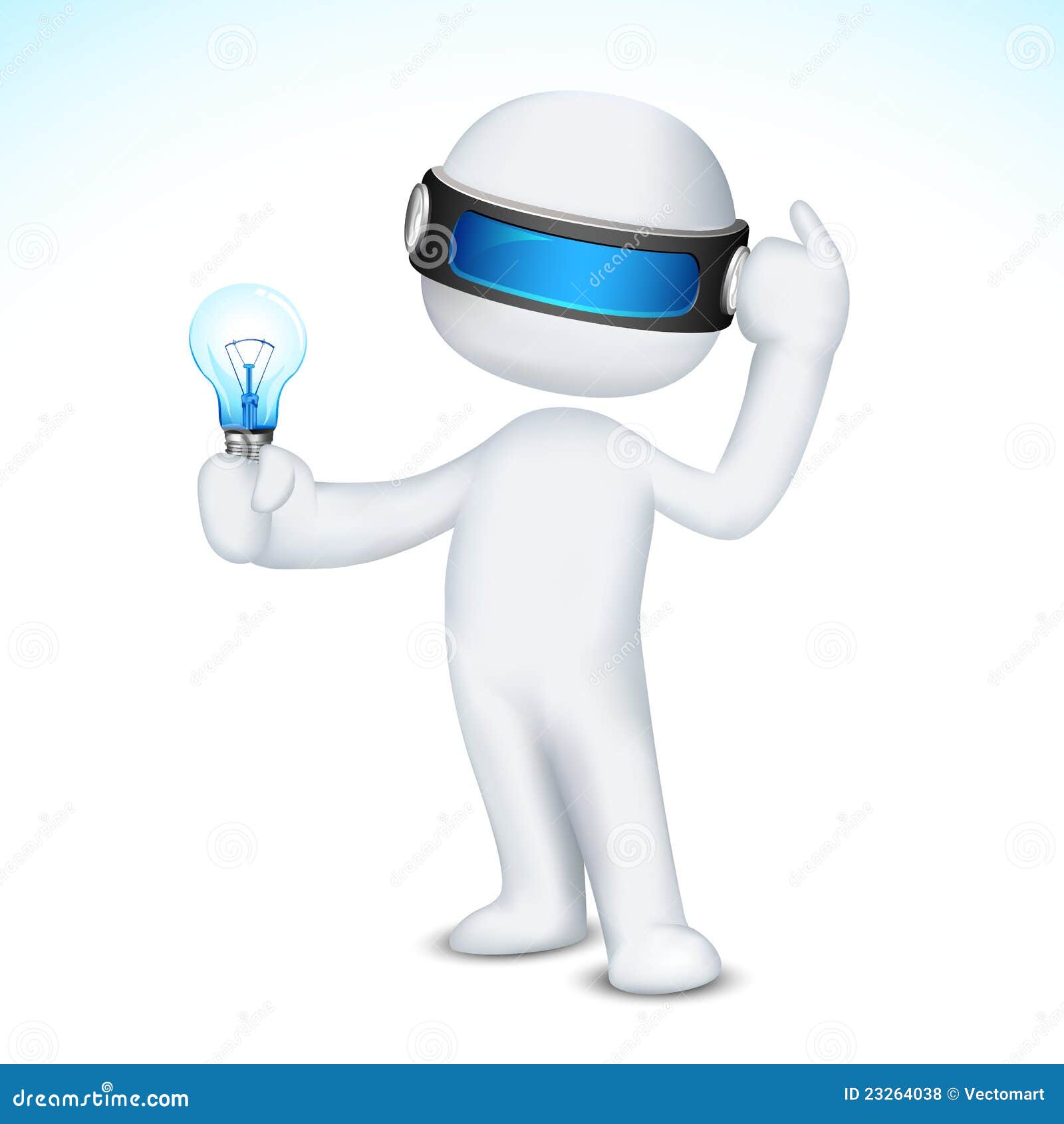 Homme 3d avec l'ampoule illustration de vecteur. Illustration du