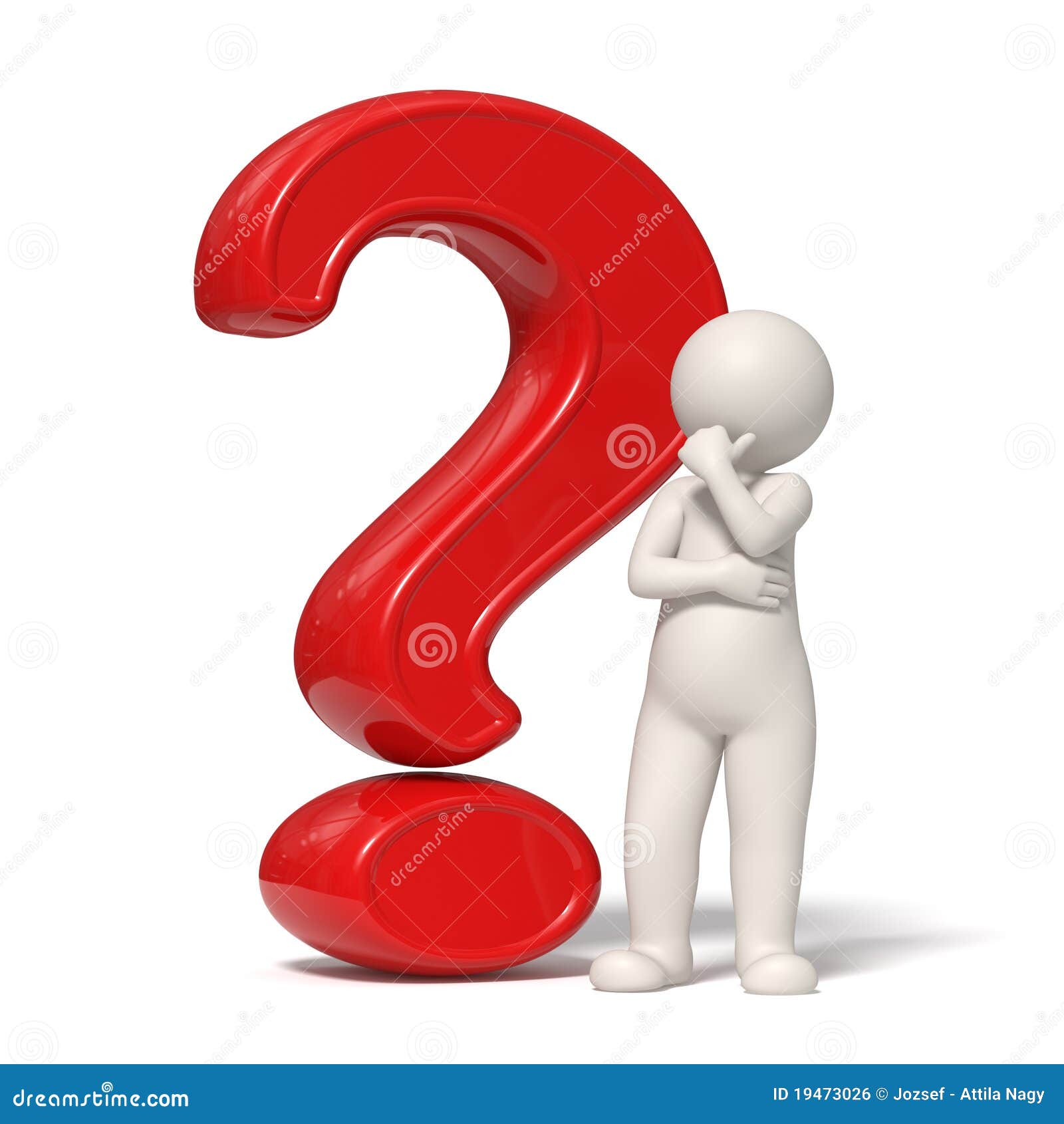 Homme 3d Pensant Point D'interrogation Rouge Illustration Stock