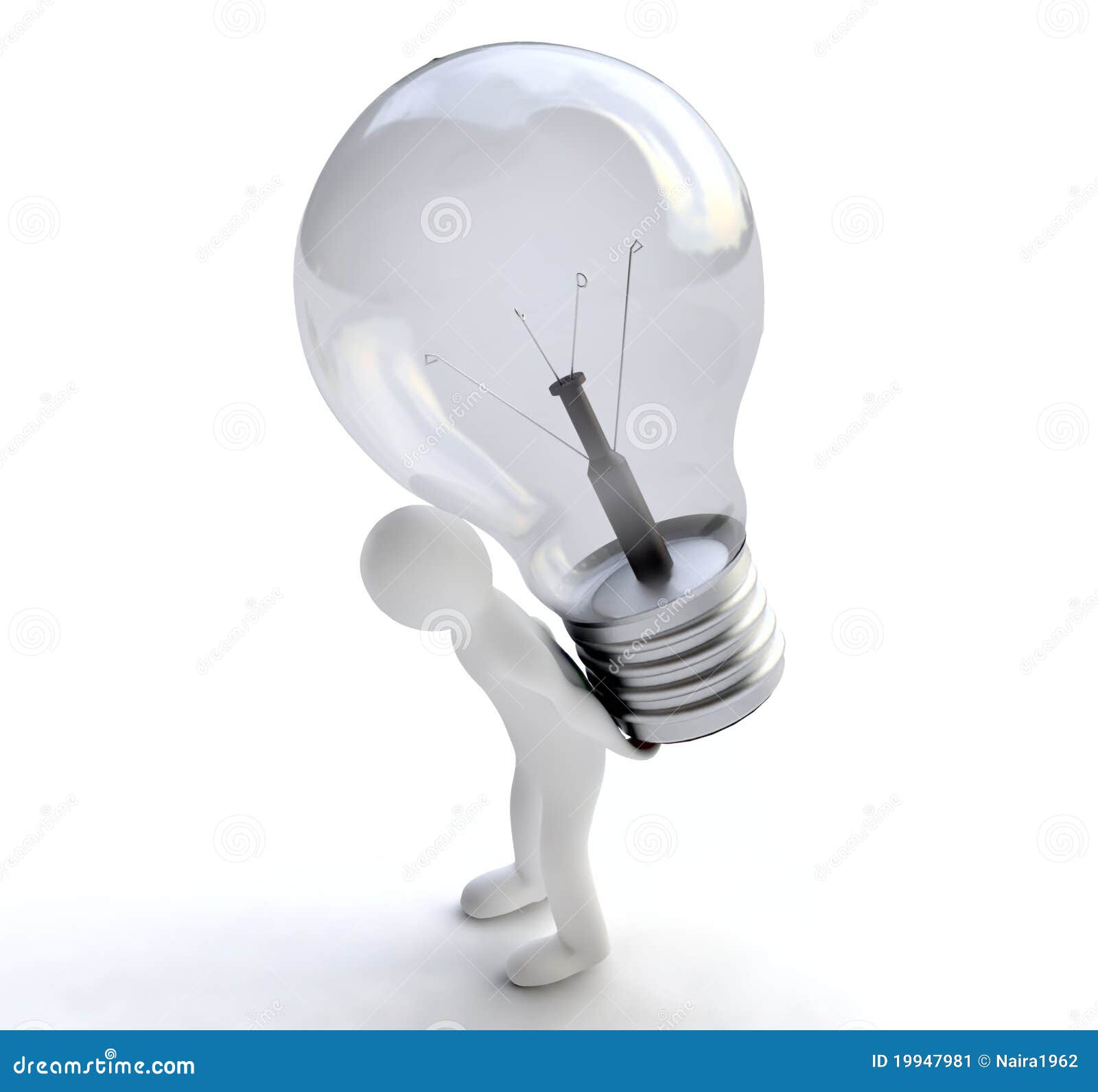 Homme Avec L'ampoule Dans 3D Illustration Stock Illustration du