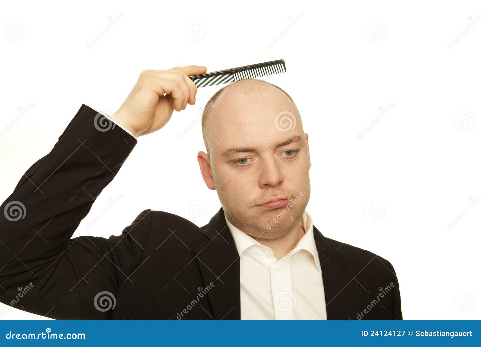 Homme Chauve D'affaires Avec Le Peigne Image stock - Image du tête, coupe:  24124127