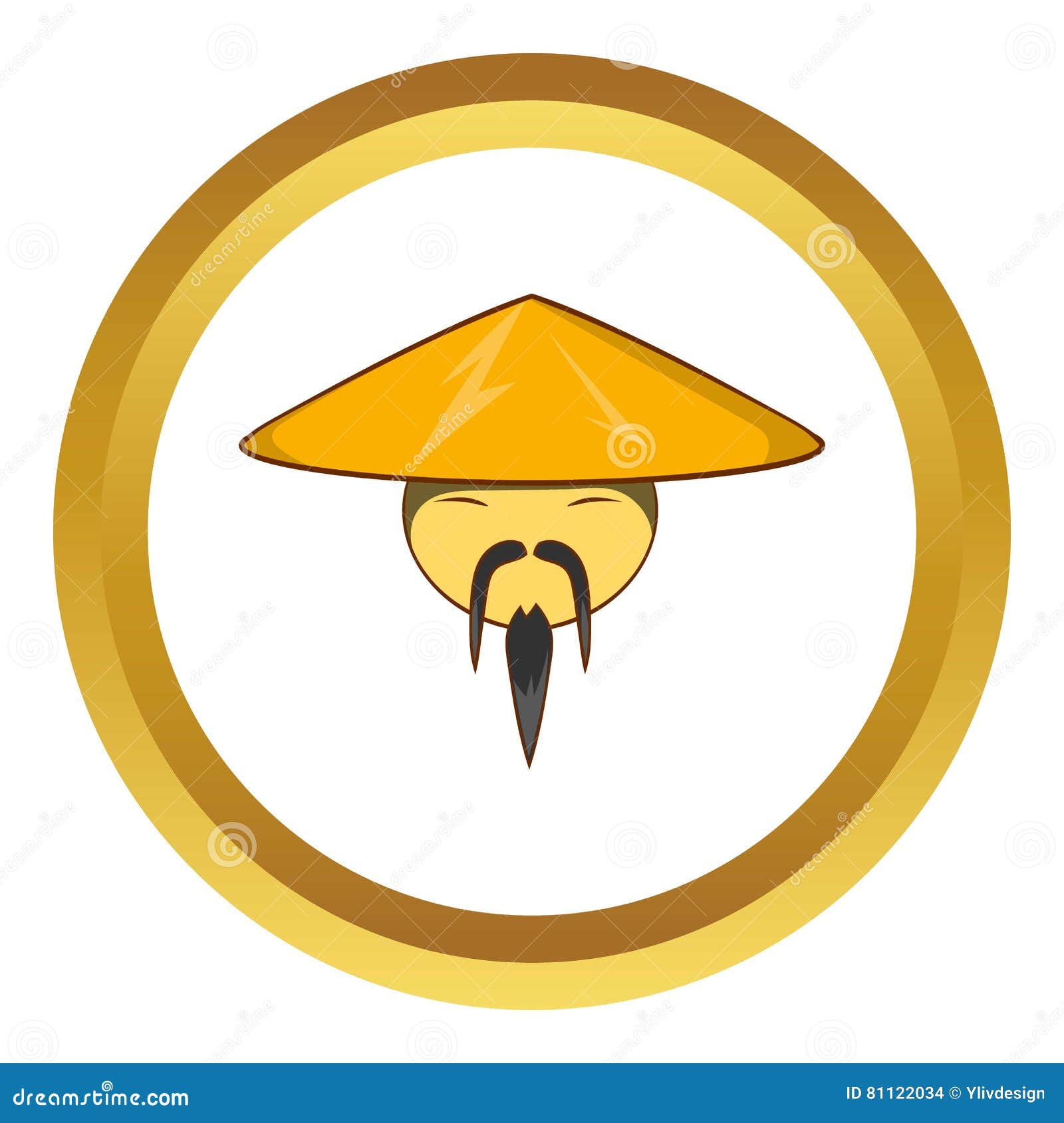 Homme Dans L'icône Conique Chinoise De Vecteur De Chapeau Illustration de  Vecteur - Illustration du moustache, japon: 81122034