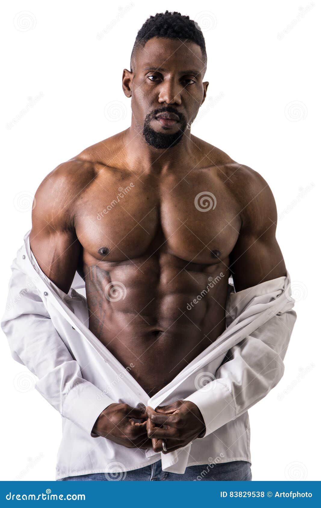 Homme De Bodybuilder D Afro Am Ricain Torse Musculaire Nu Photo Stock