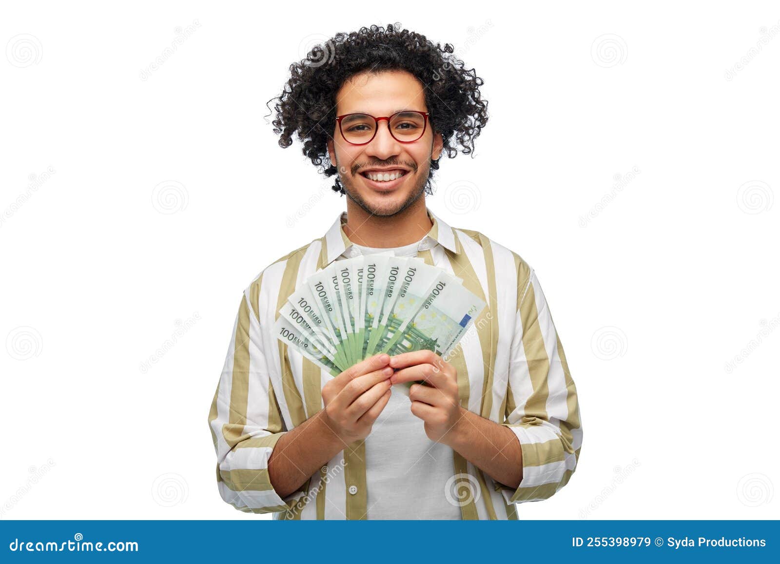 Homme Heureux Avec L'argent De L'euro Image stock - Image du heureux,  lunettes: 255398979